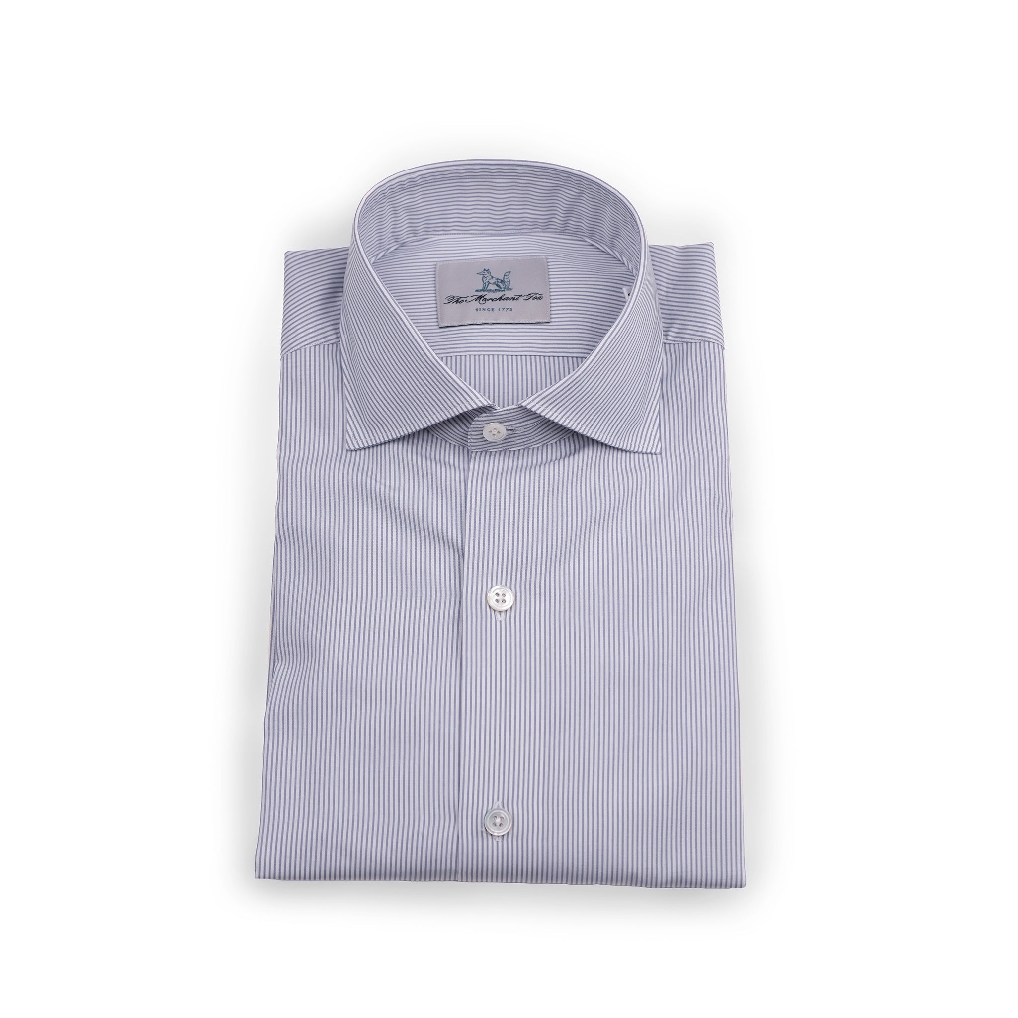 The Niven Fox Classic Light Grey Popeline Stripe Shirt