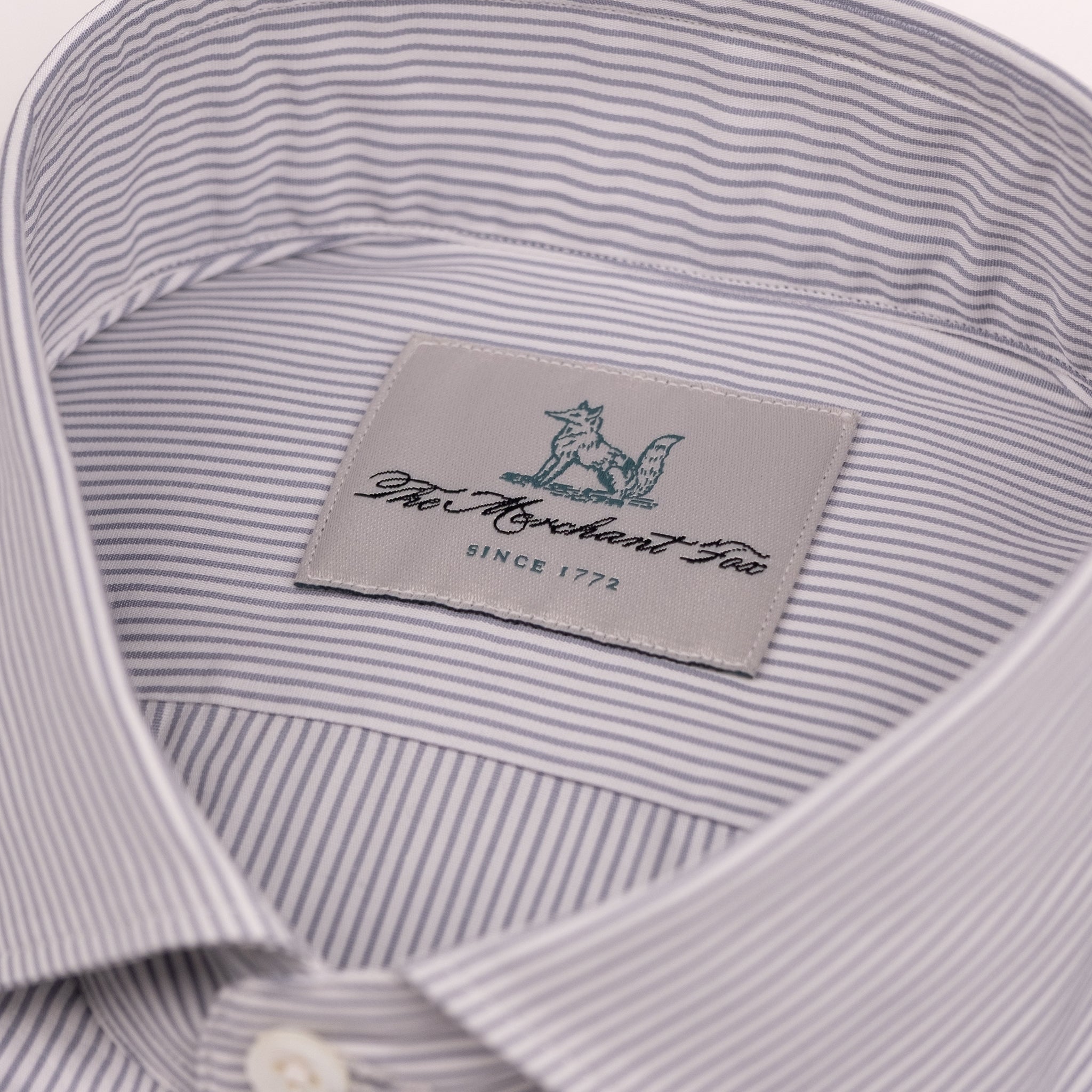 The Niven Fox Classic Light Grey Popeline Stripe Shirt
