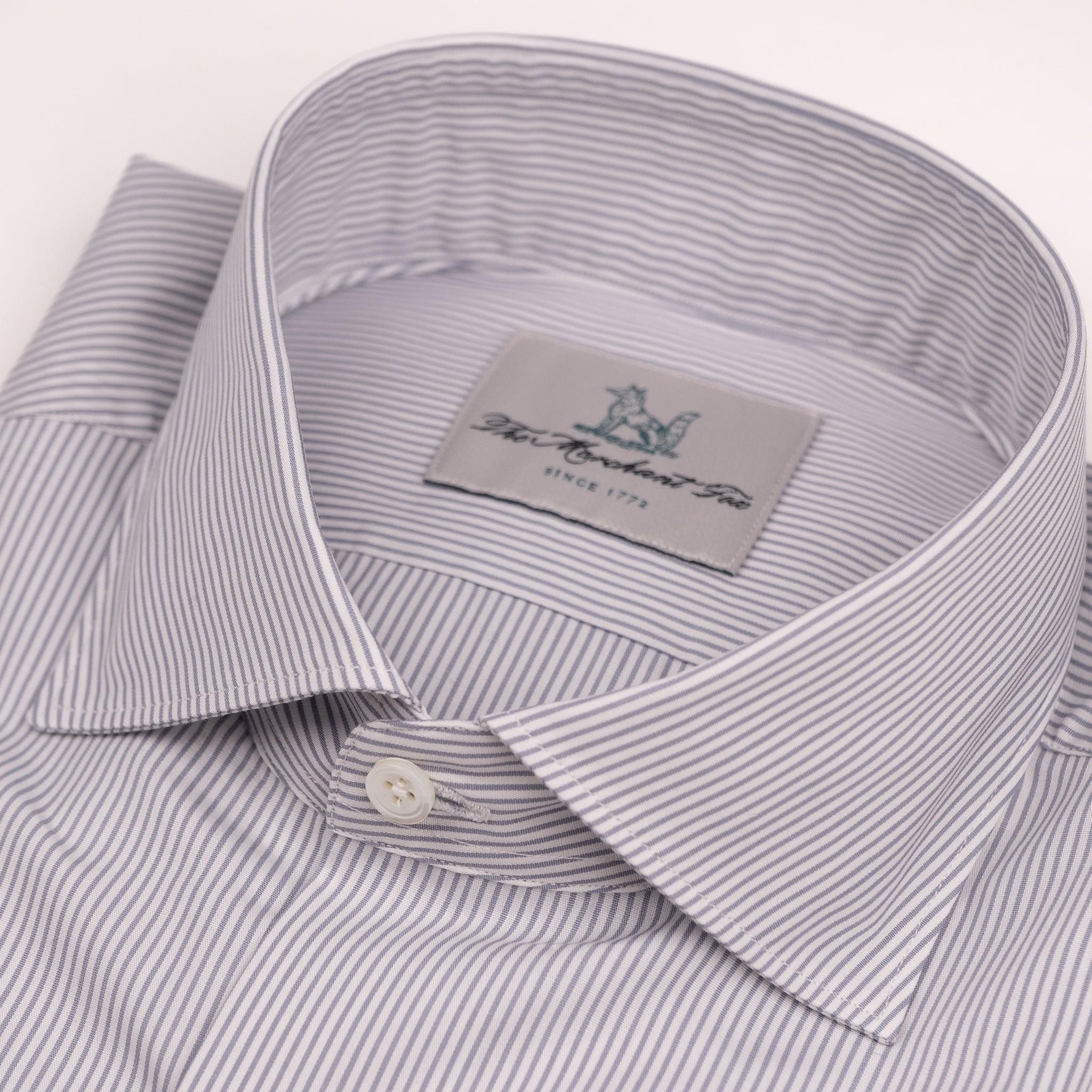 The Niven Fox Classic Light Grey Popeline Stripe Shirt