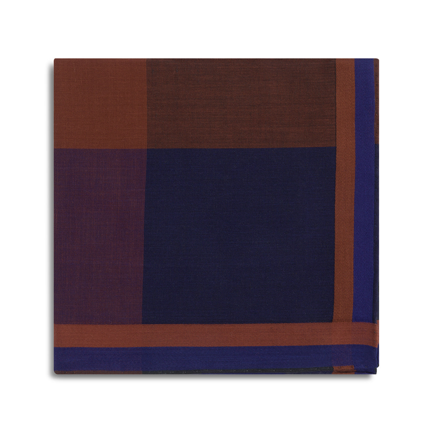 Simonnot Godard "Tartans" Pocket Square in Brown & Navy Check