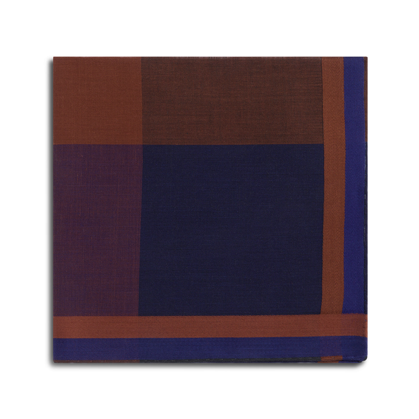Simonnot Godard "Tartans" Pocket Square in Brown & Navy Check
