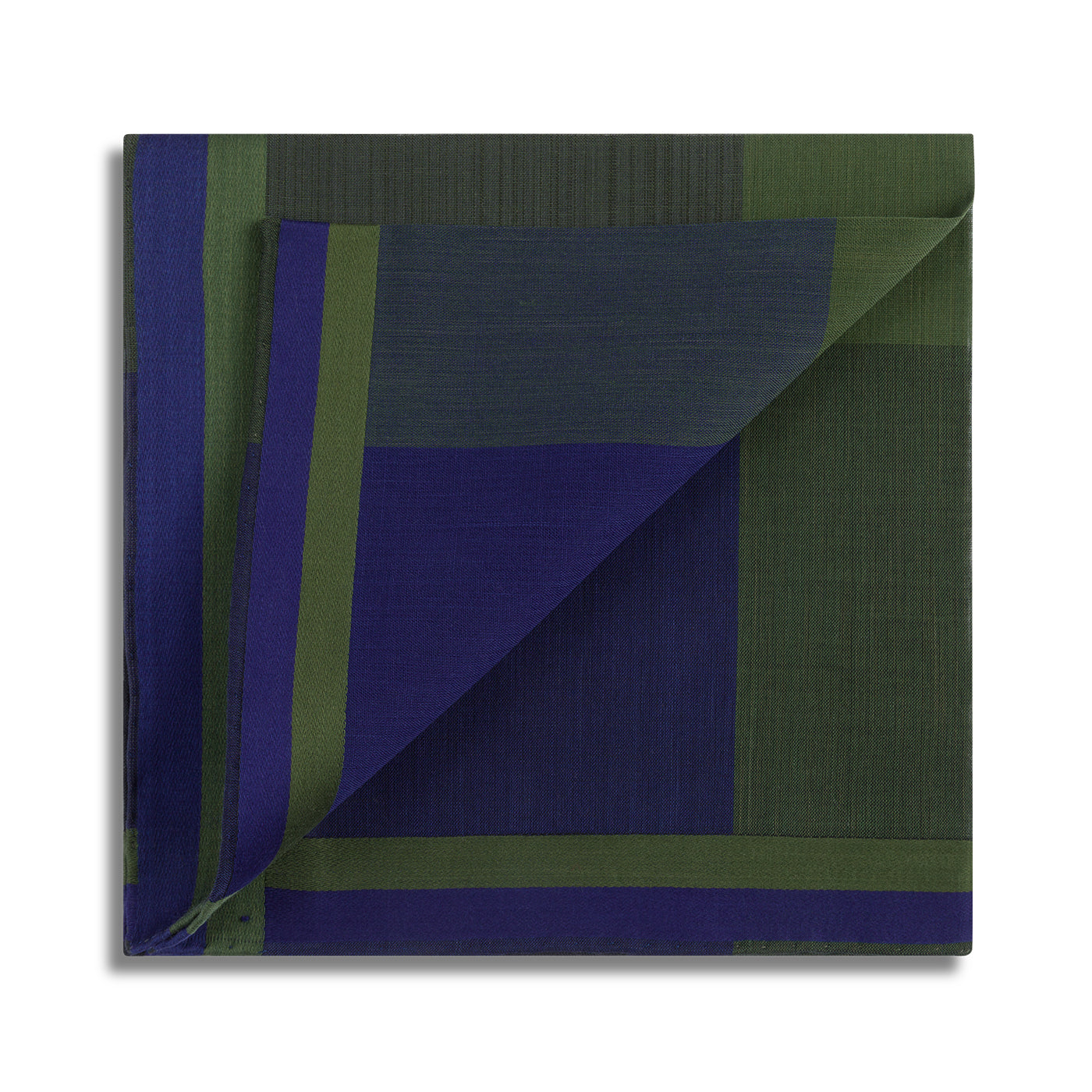 Simonnot Godard "Tartans" Pocket Square in Green & Navy Check