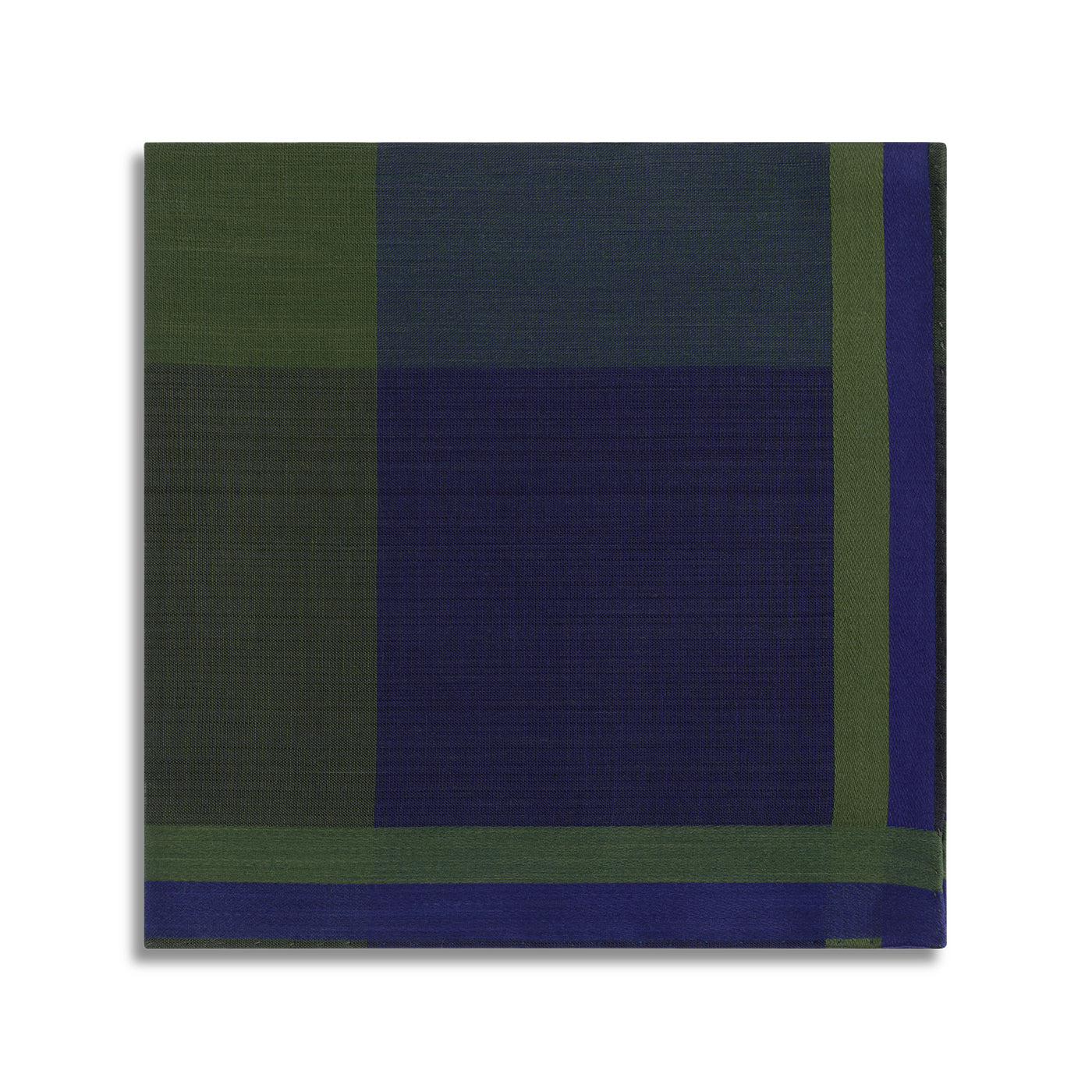 Simonnot Godard "Tartans" Pocket Square in Green & Navy Check