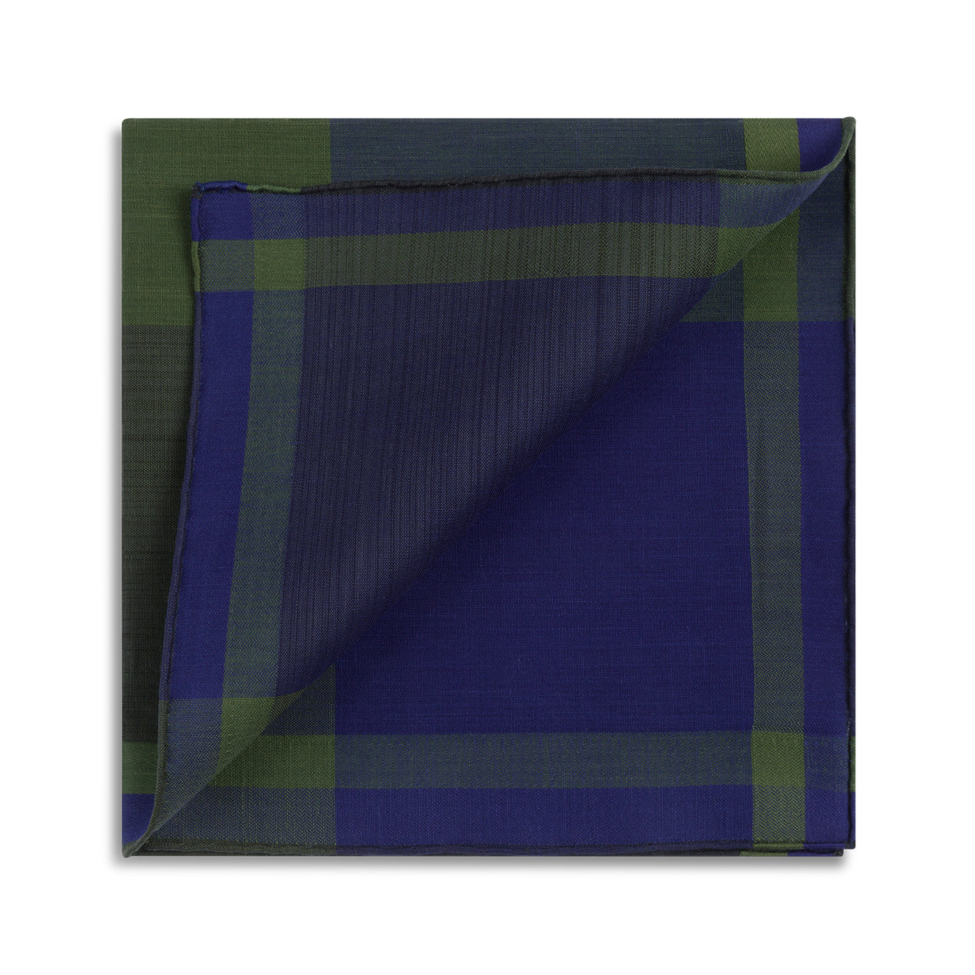 Simonnot Godard "Tartans" Pocket Square in Green & Navy Check