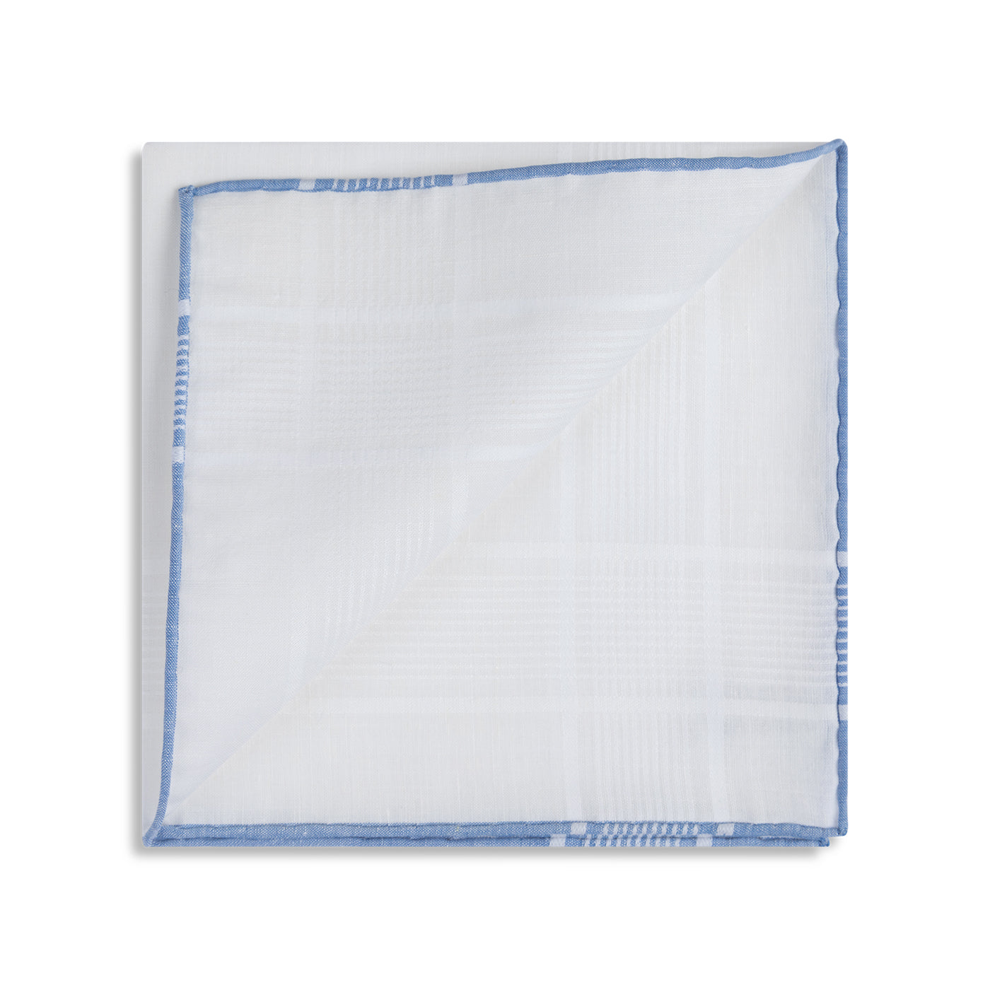 Simonnot Godard "Vigny" Pocket Square in White with Blue Border