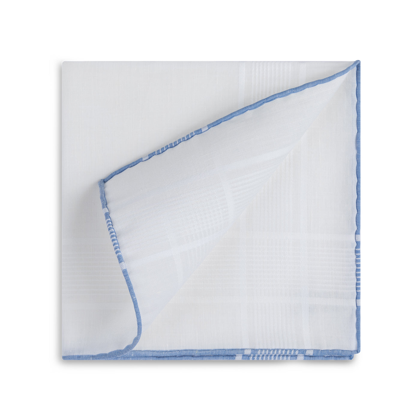 Simonnot Godard "Vigny" Pocket Square in White with Blue Border