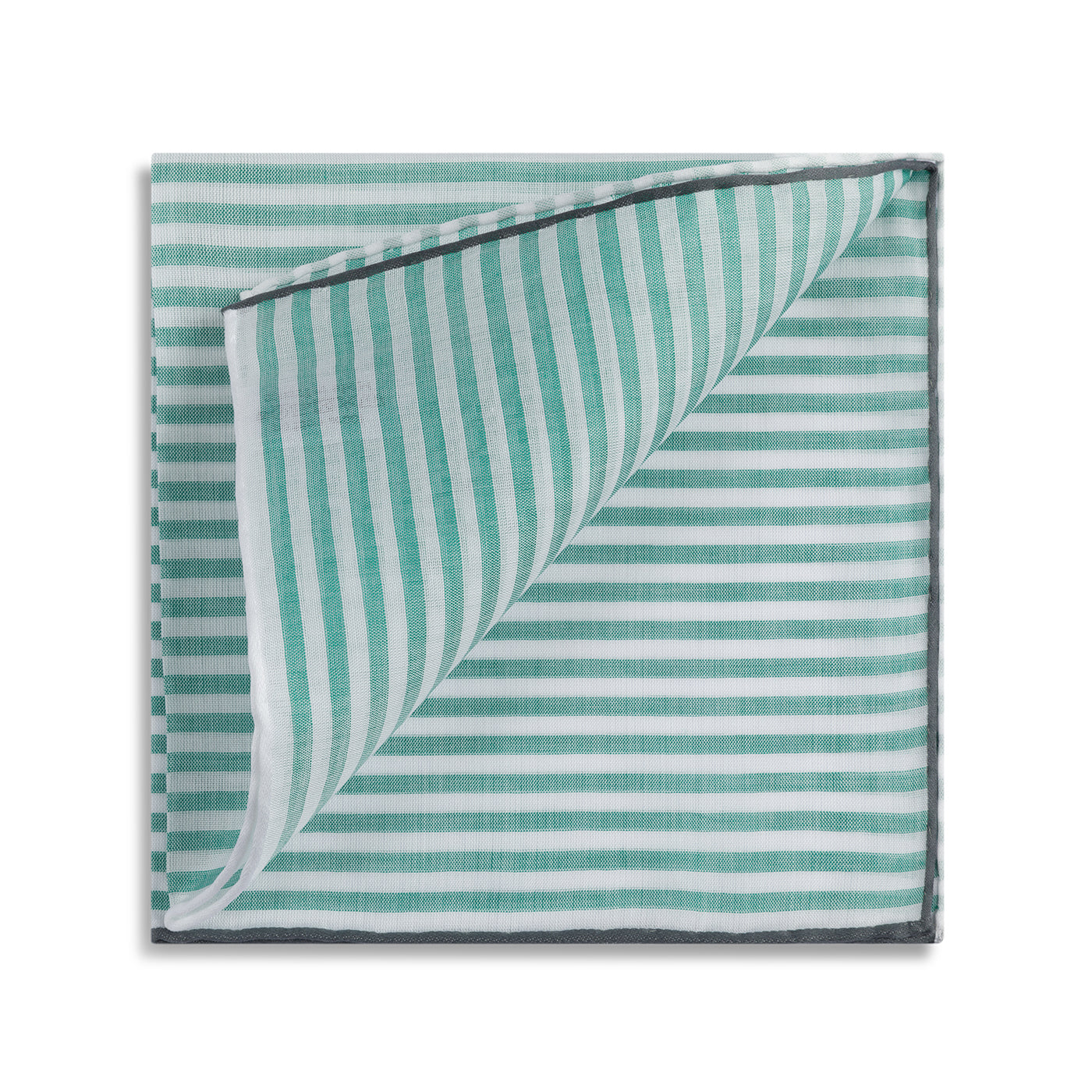 Simonnot Godard "Buren" Pocket Square with Green & White Stripes