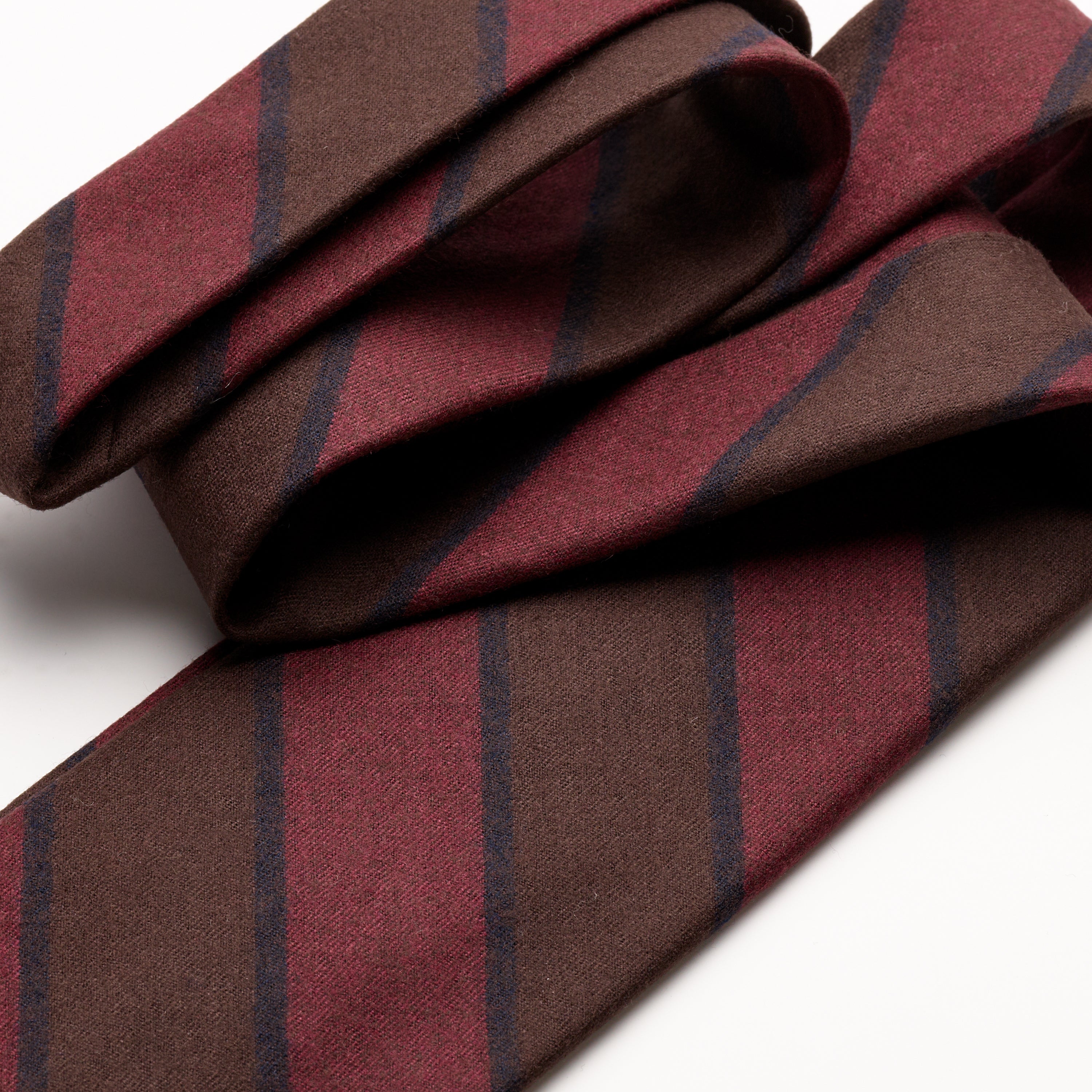Fox Brothers Burgundy and Brown Flannel Tie, detailed fabric shot
