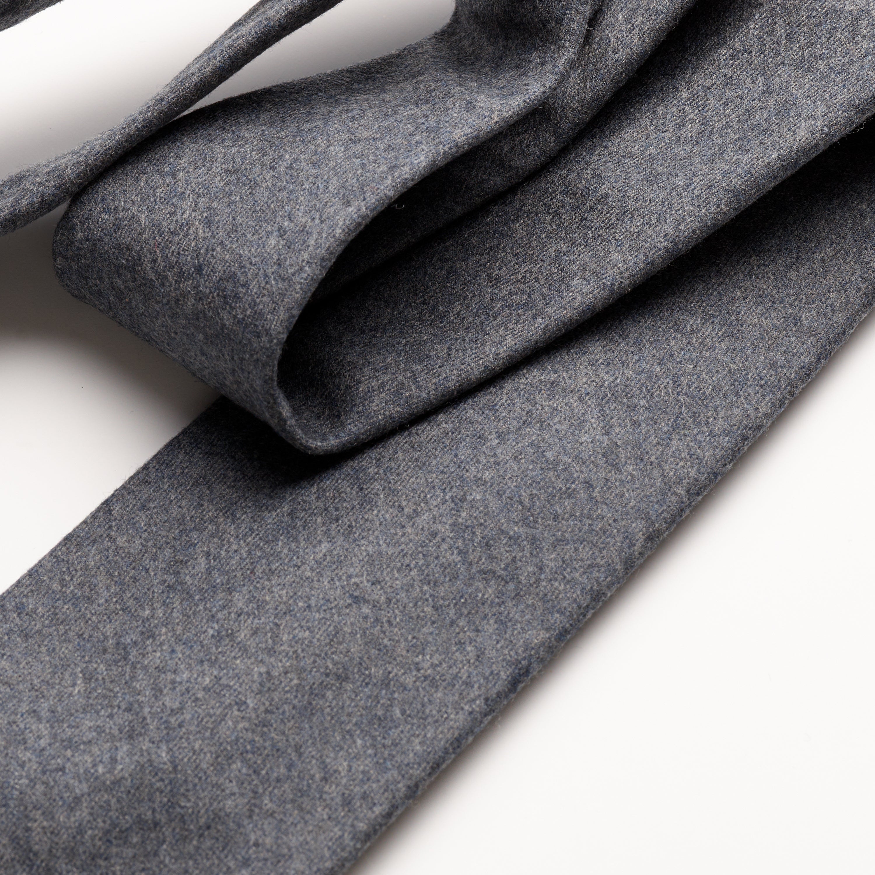 Fox Brothers Mid-Grey Flannel Tie, detailed photo