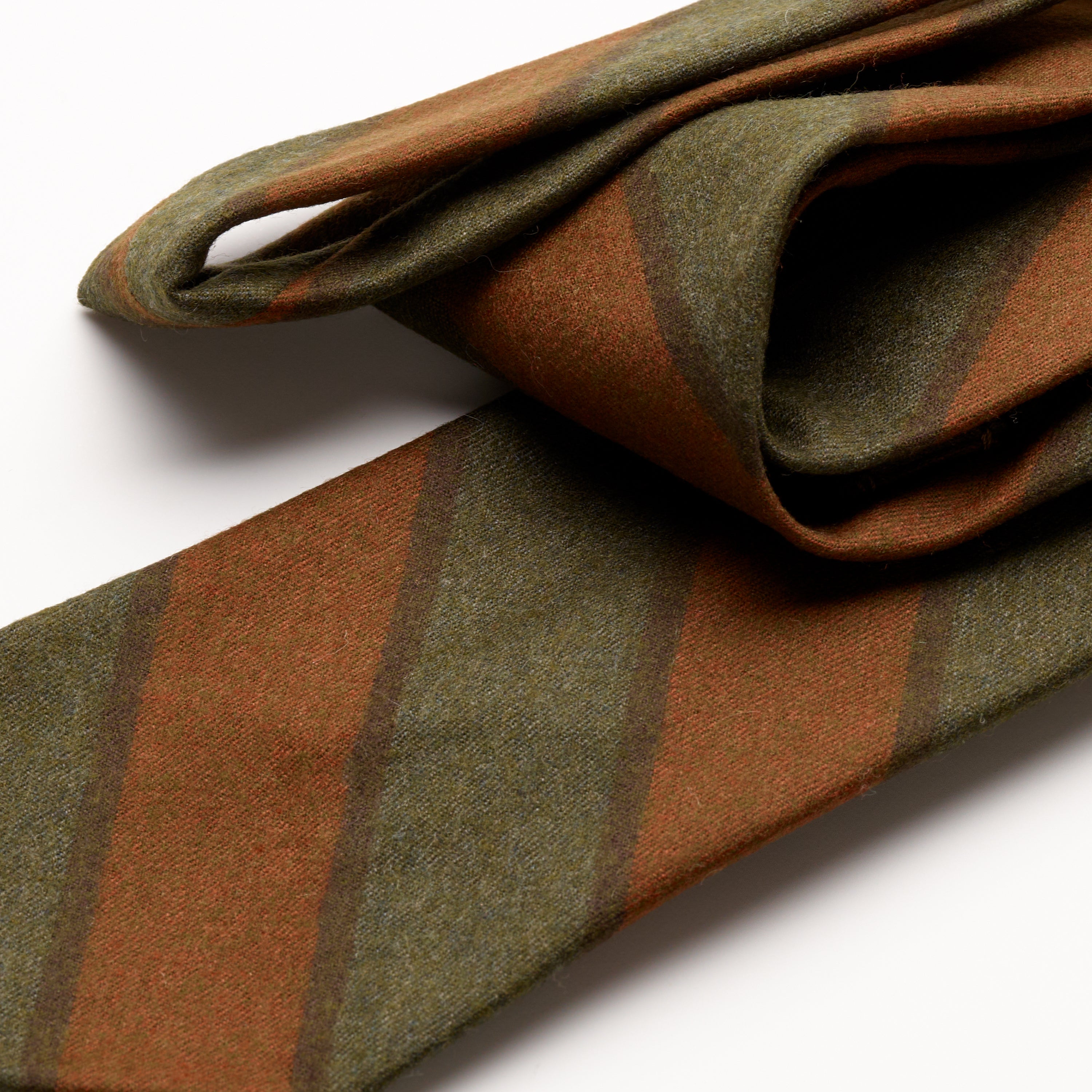 Fox brothers Green and Brown boating strip flannel tie, detailed shots