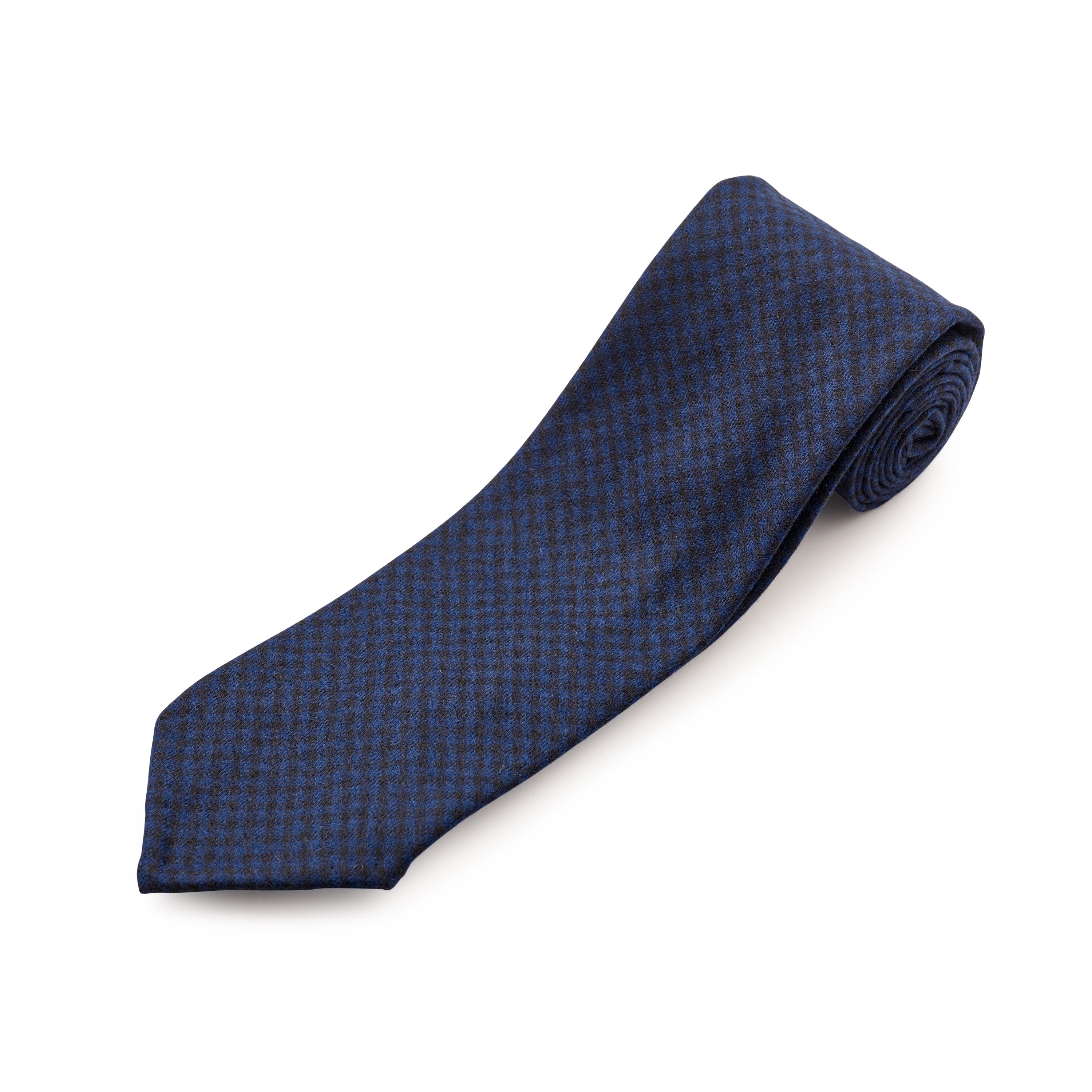 Fox brothers Navy & Black Micro check flannel tie