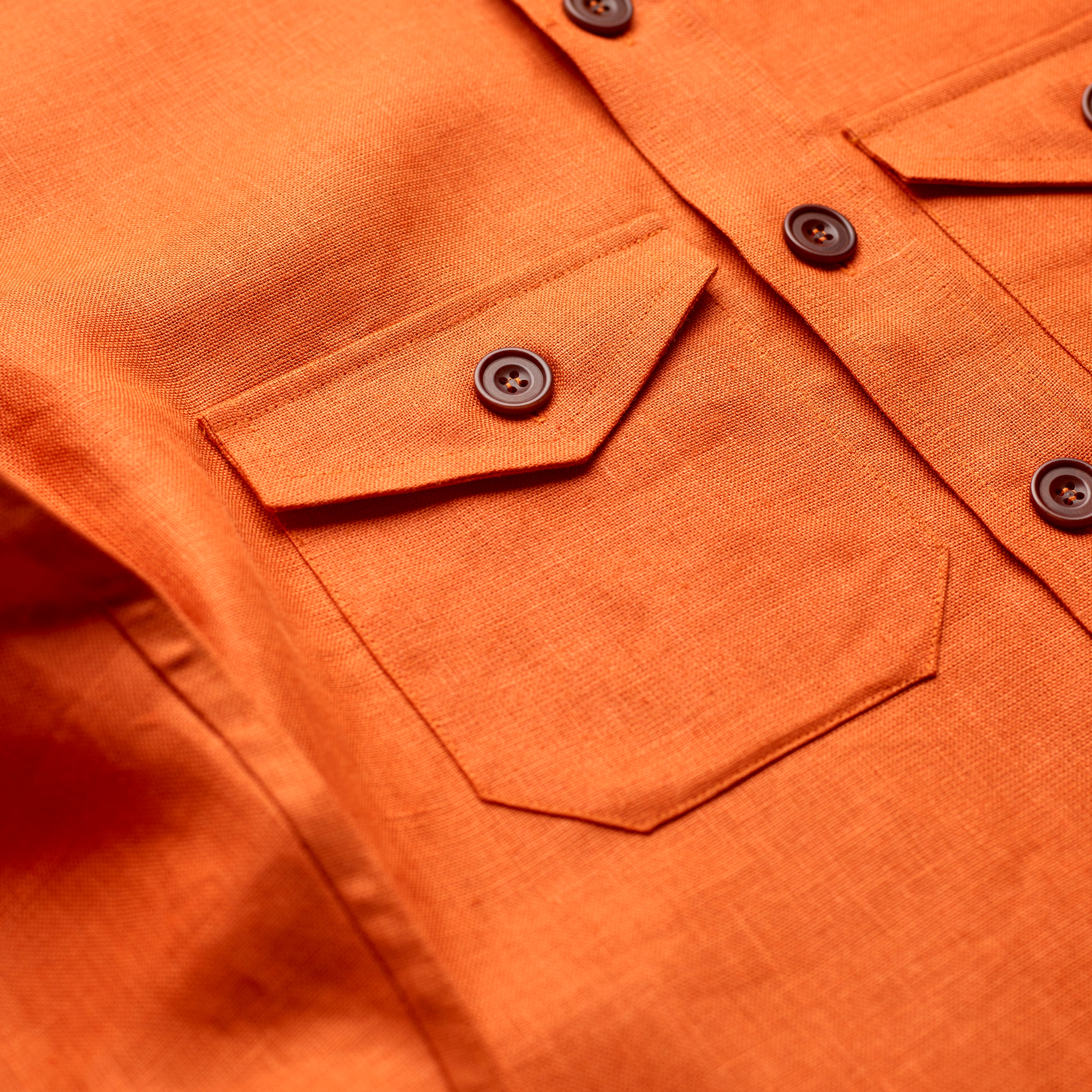 Copper Orange Linen Overshirt