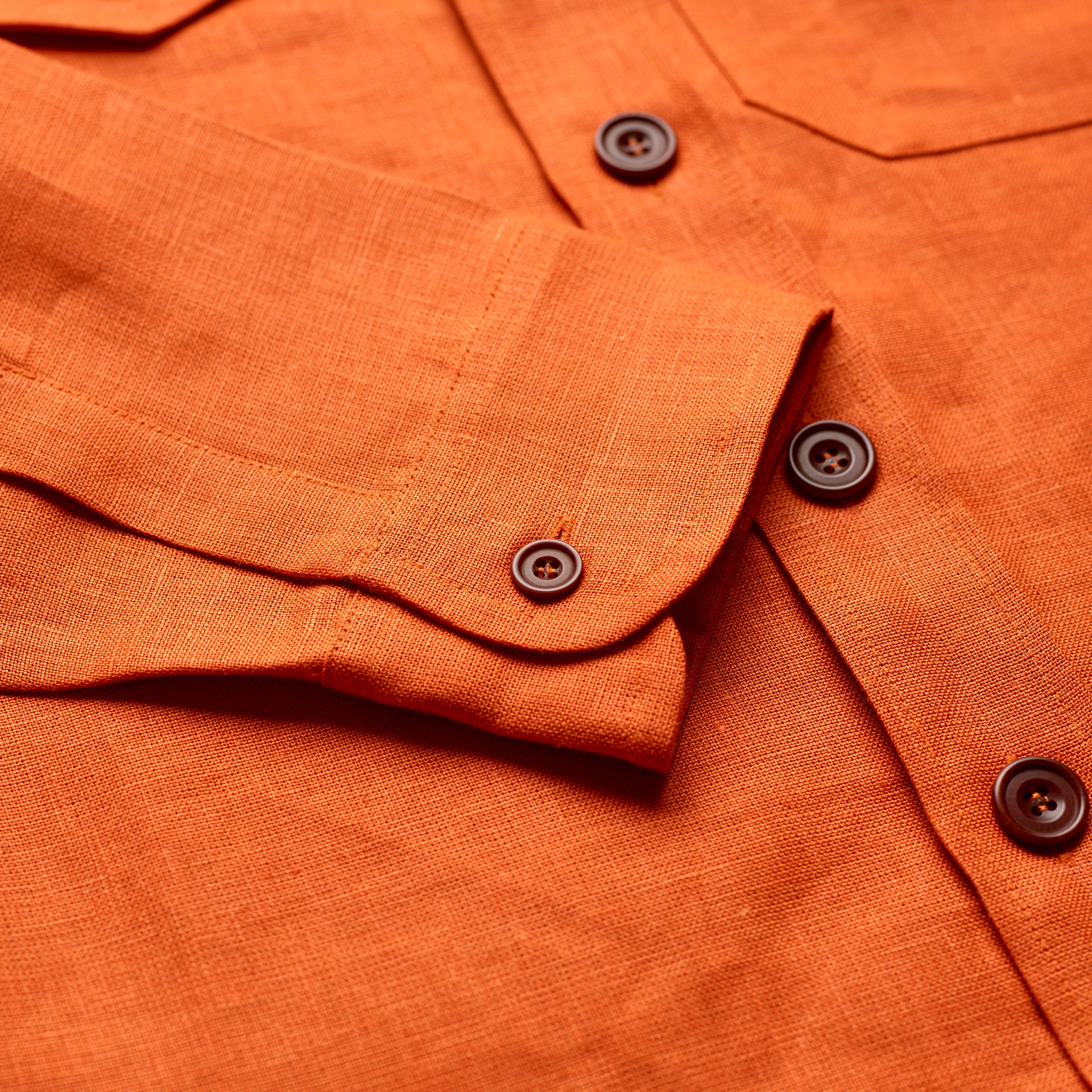 Copper Orange Linen Overshirt