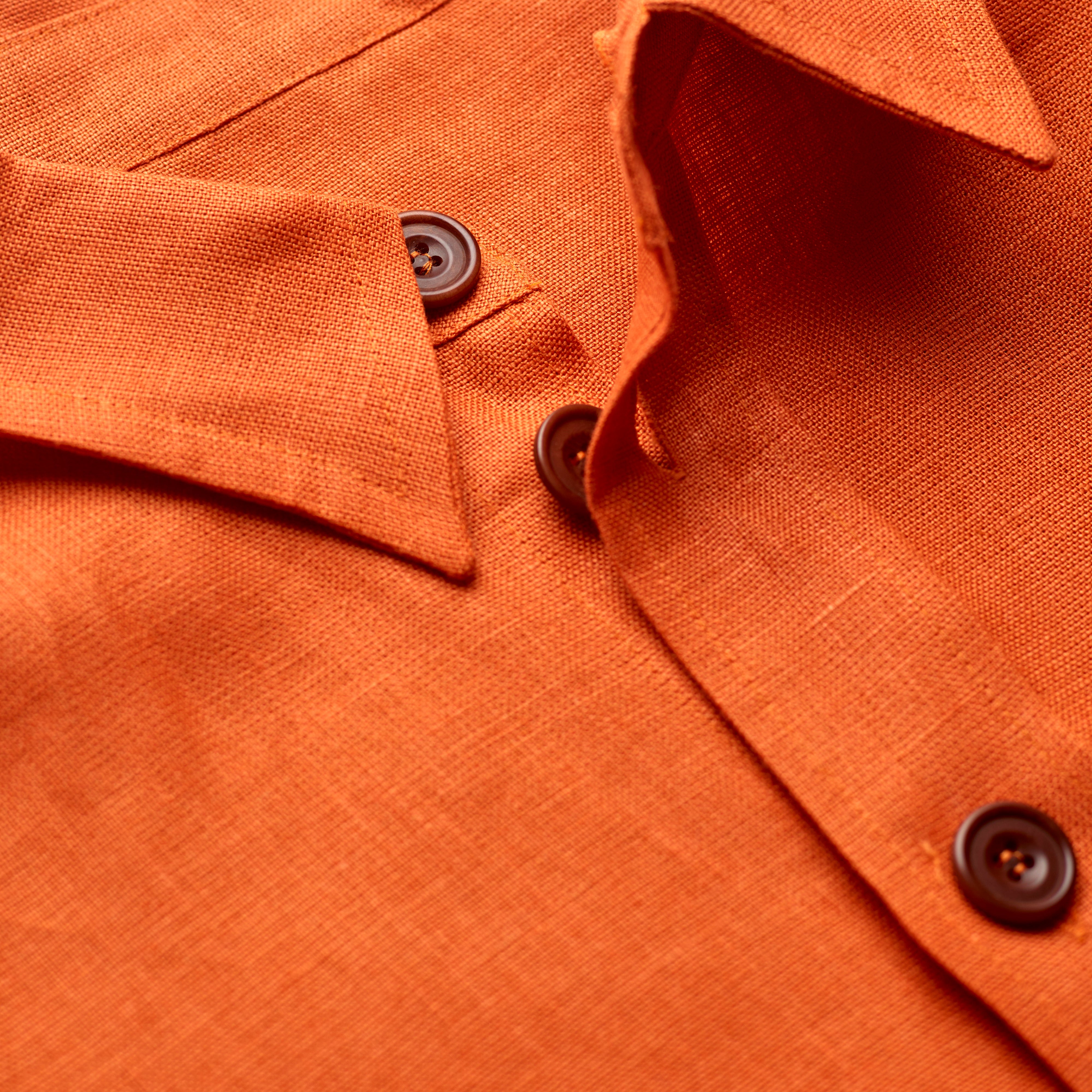 Copper Orange Linen Overshirt