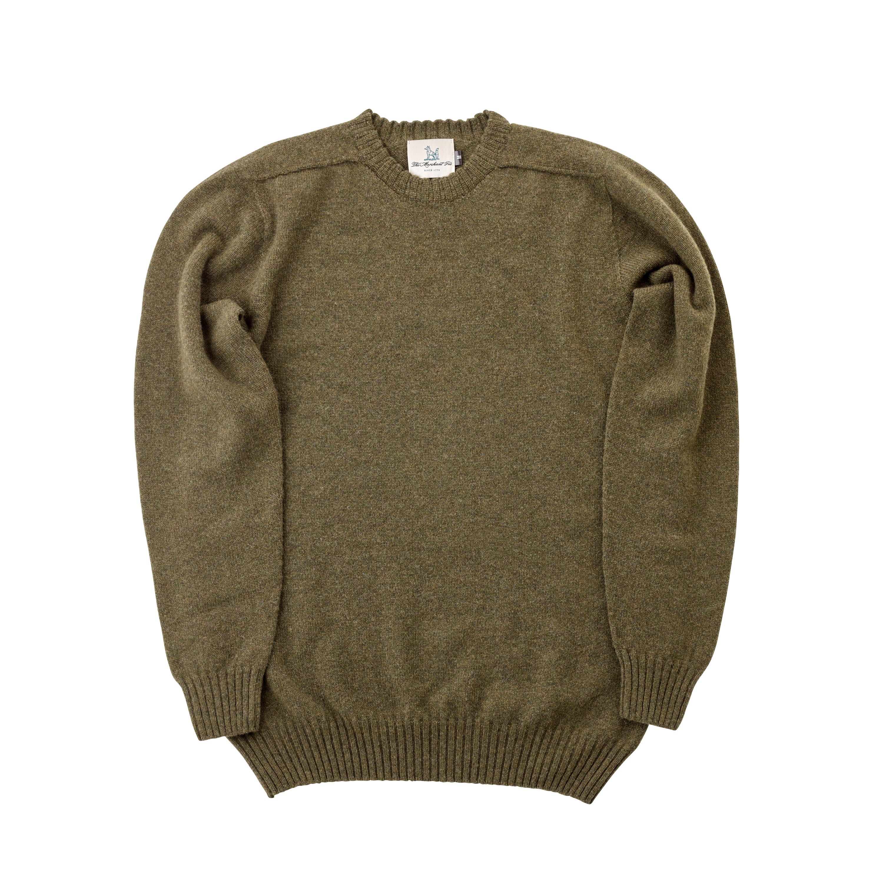 The Superfine Lambswool Crew Neck Jumper in Olive Green