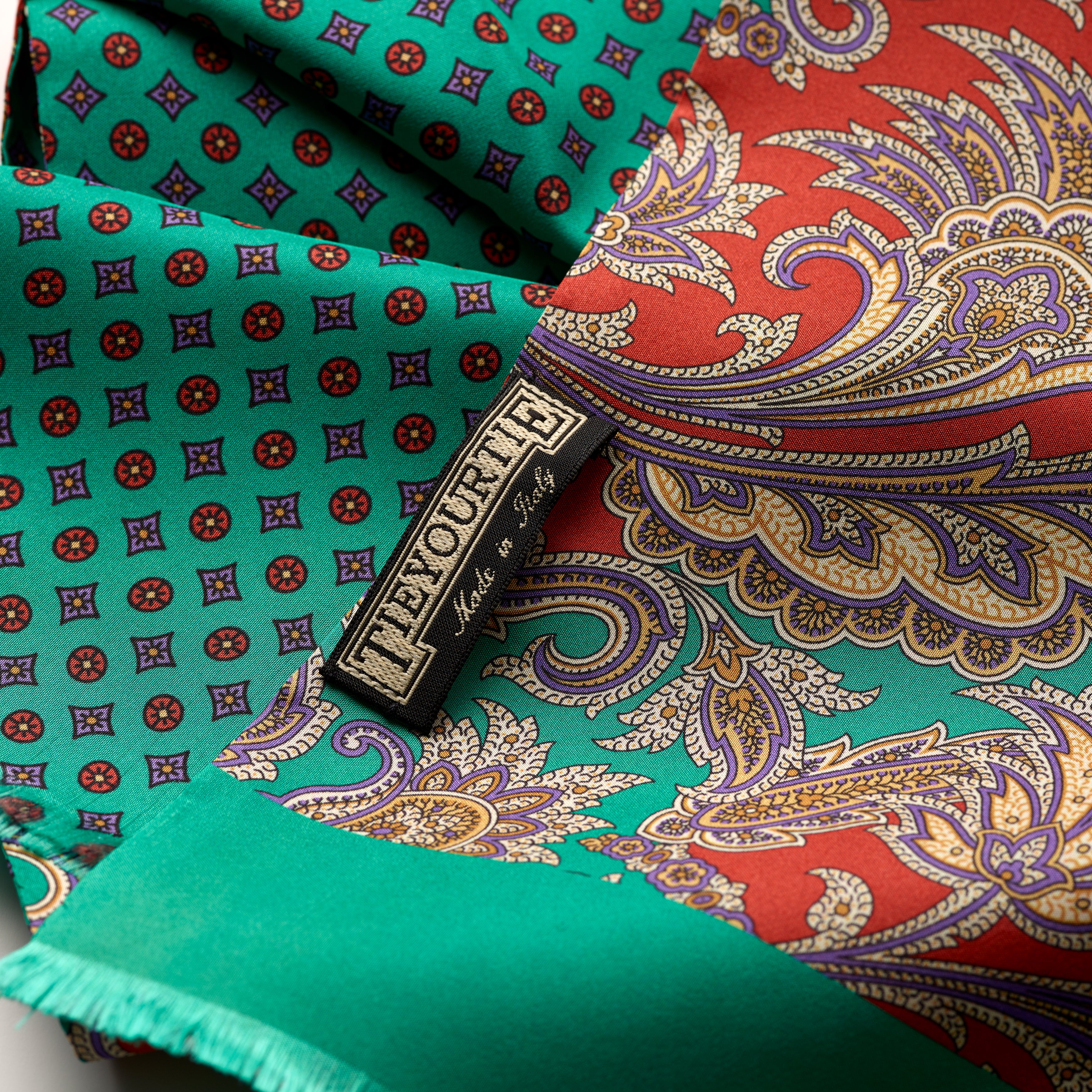 Tie Your Tie Green & Red Floral Silk Scarf