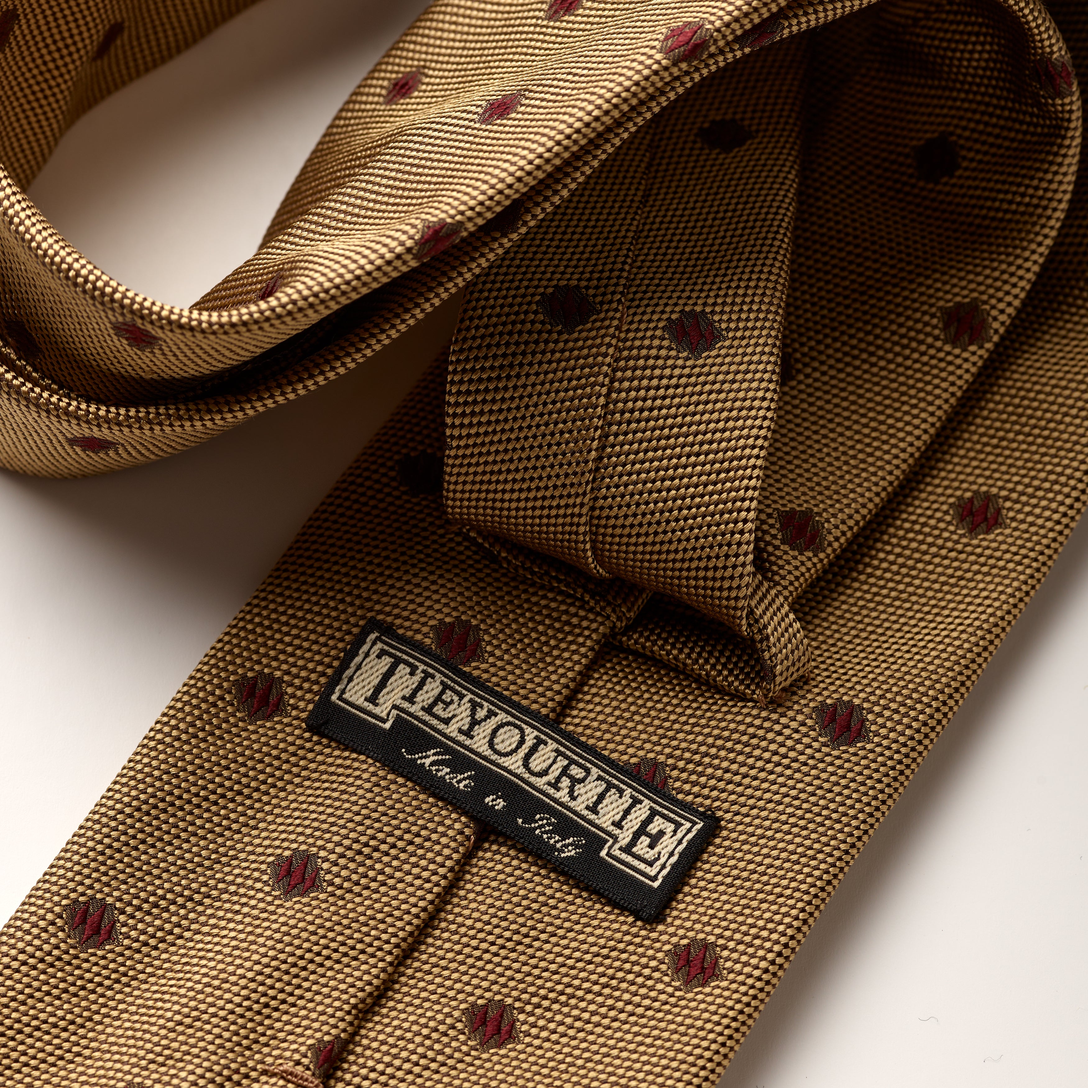 Tie Your Tie Gold & Brown Silk Geometric Tie