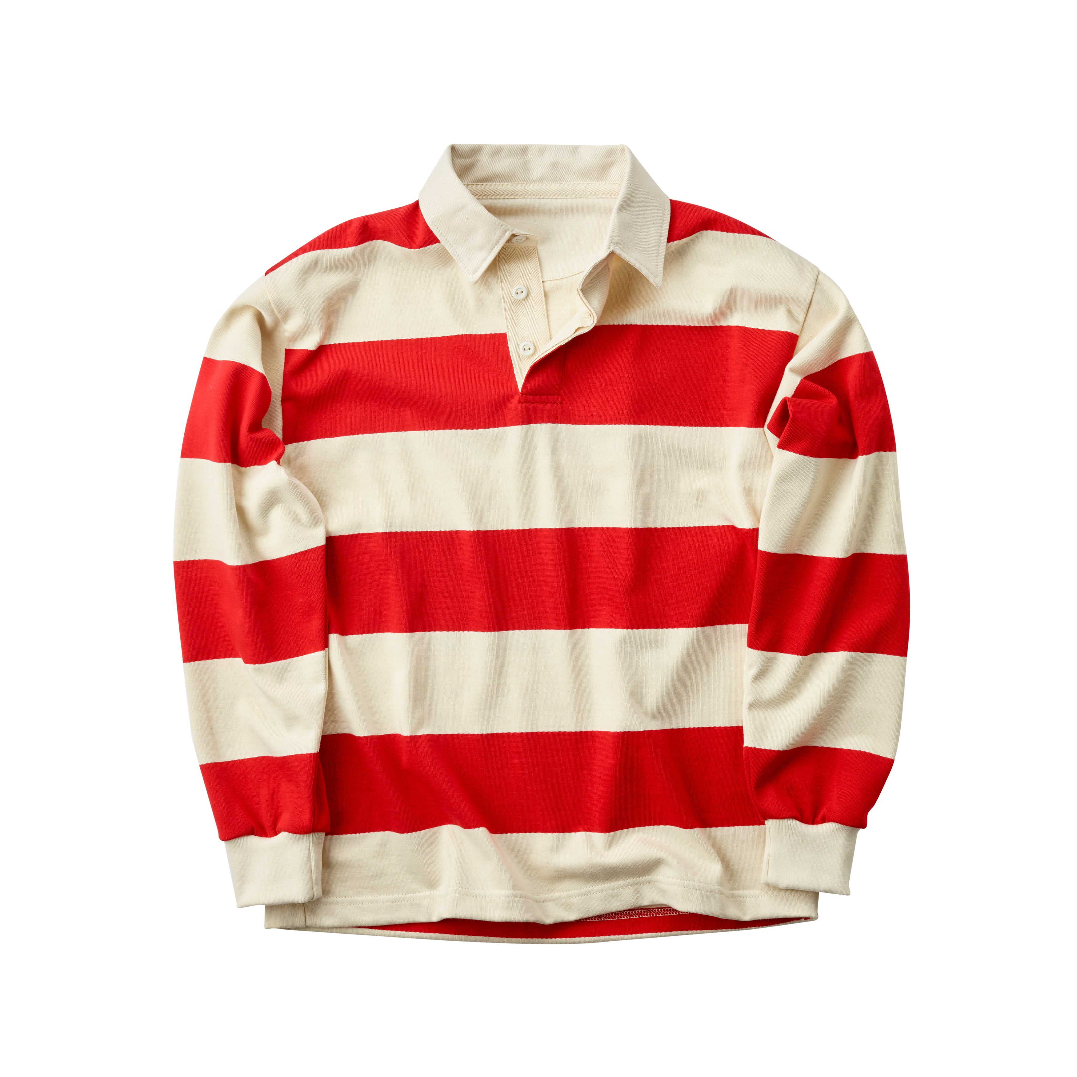 Fox Heritage Stripe Rugby Shirt in Red and Ecru