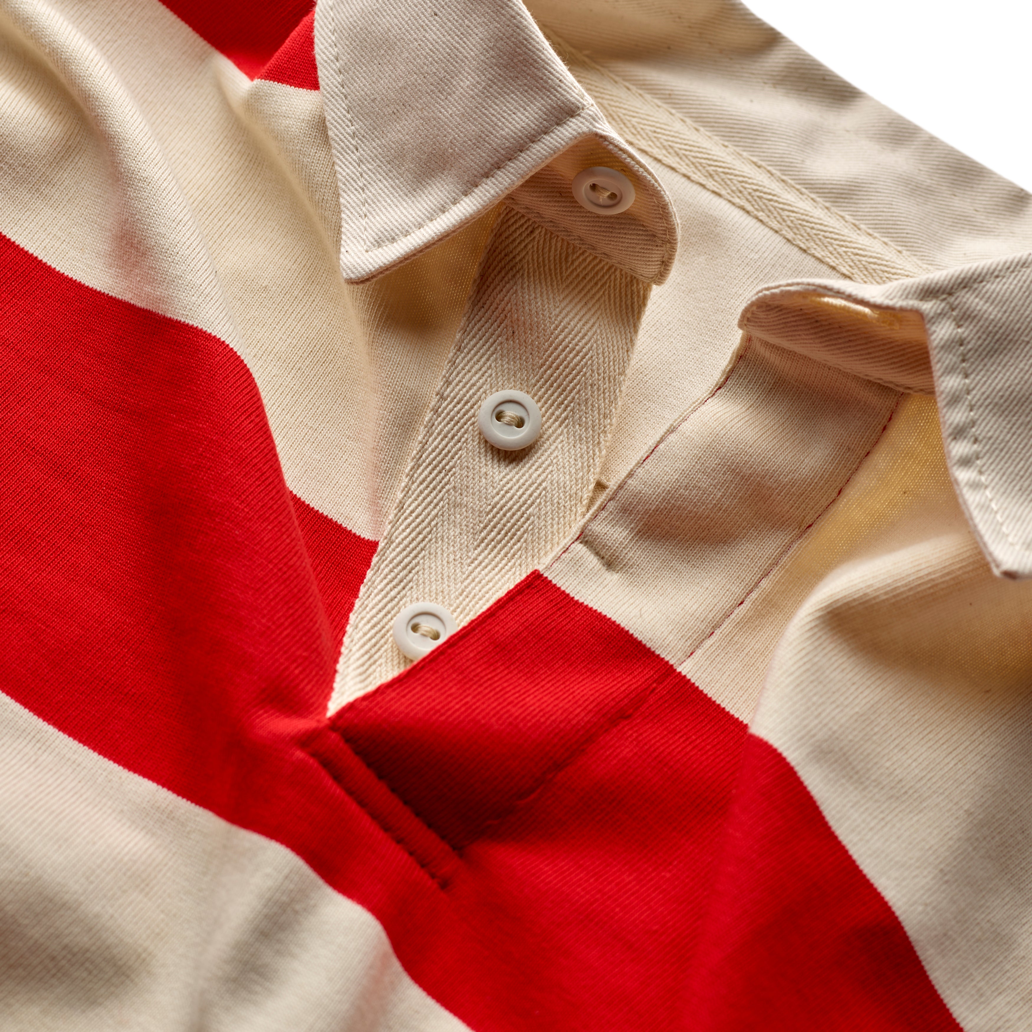 Fox Heritage Stripe Rugby Shirt in Red and Ecru