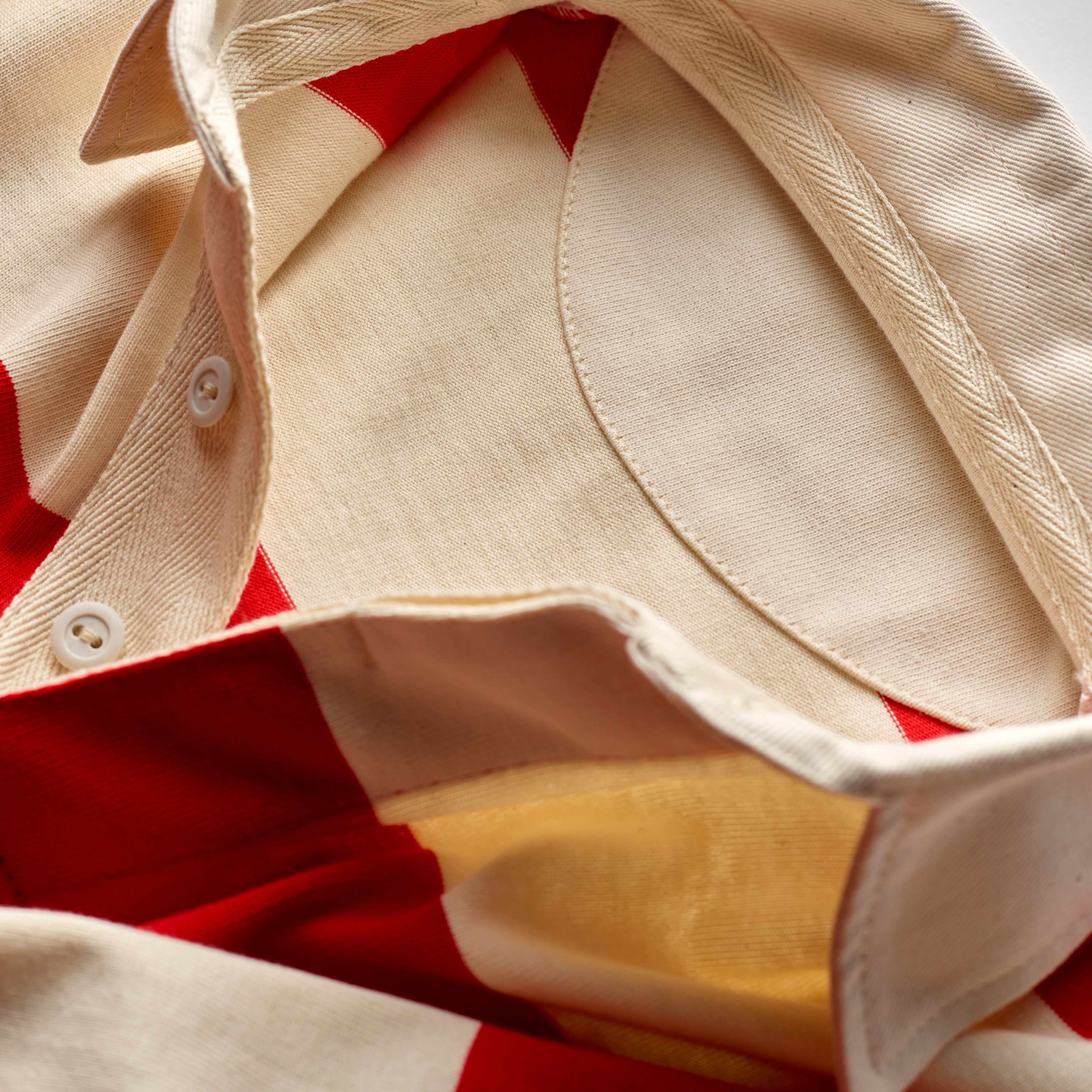 Fox Heritage Stripe Rugby Shirt in Red and Ecru