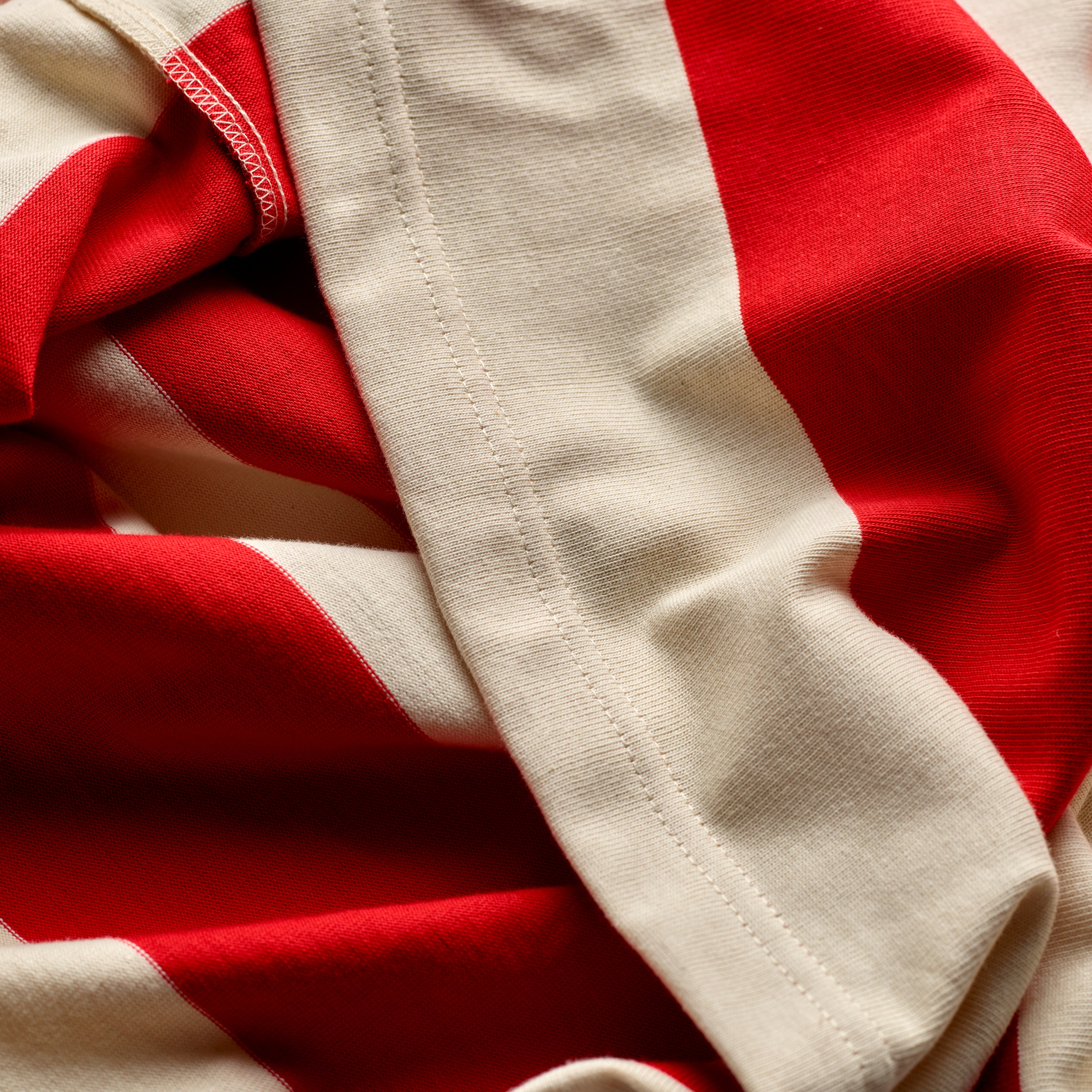 Fox Heritage Stripe Rugby Shirt in Red and Ecru