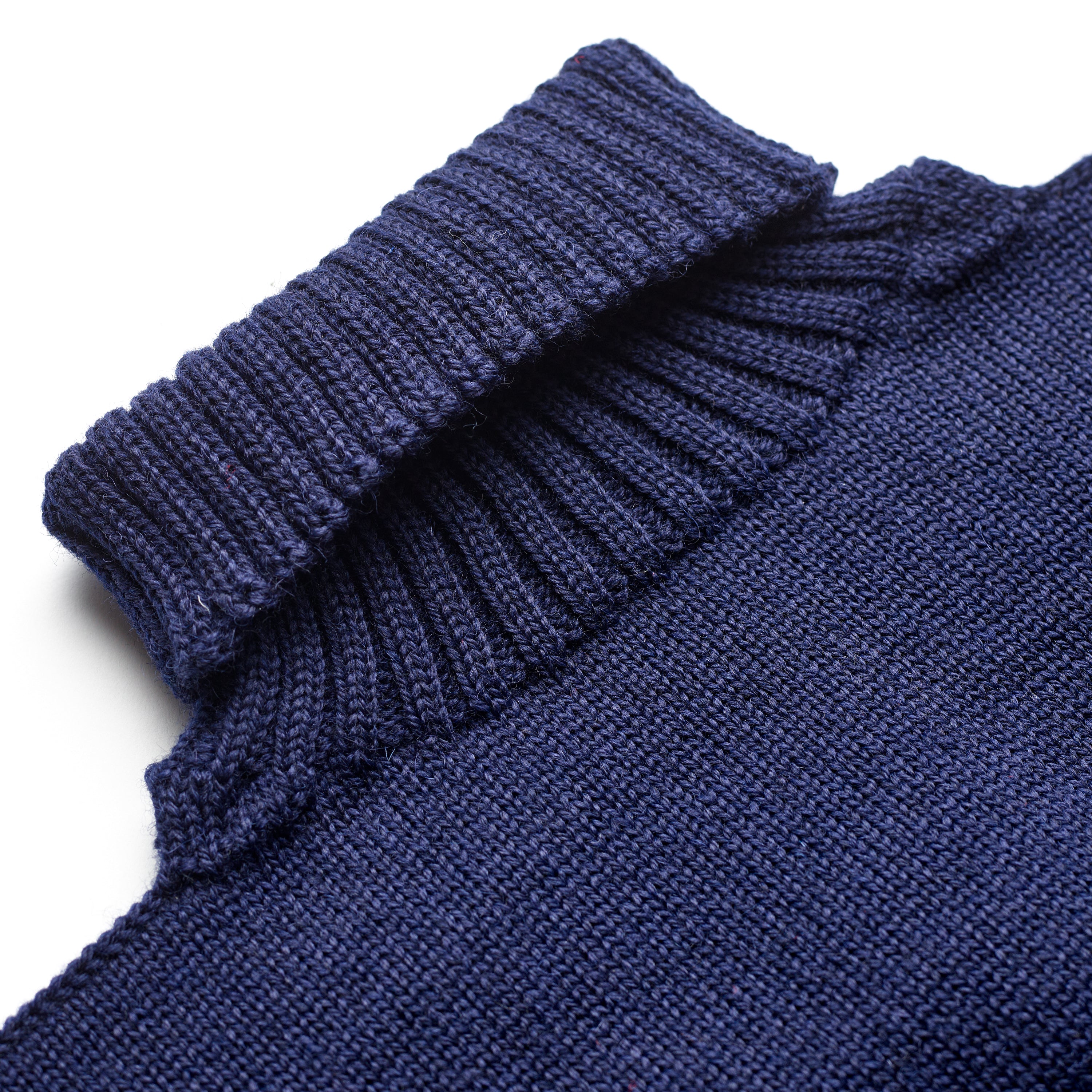 Guernsey Woollens x Fox Roll Neck in Naval Blue