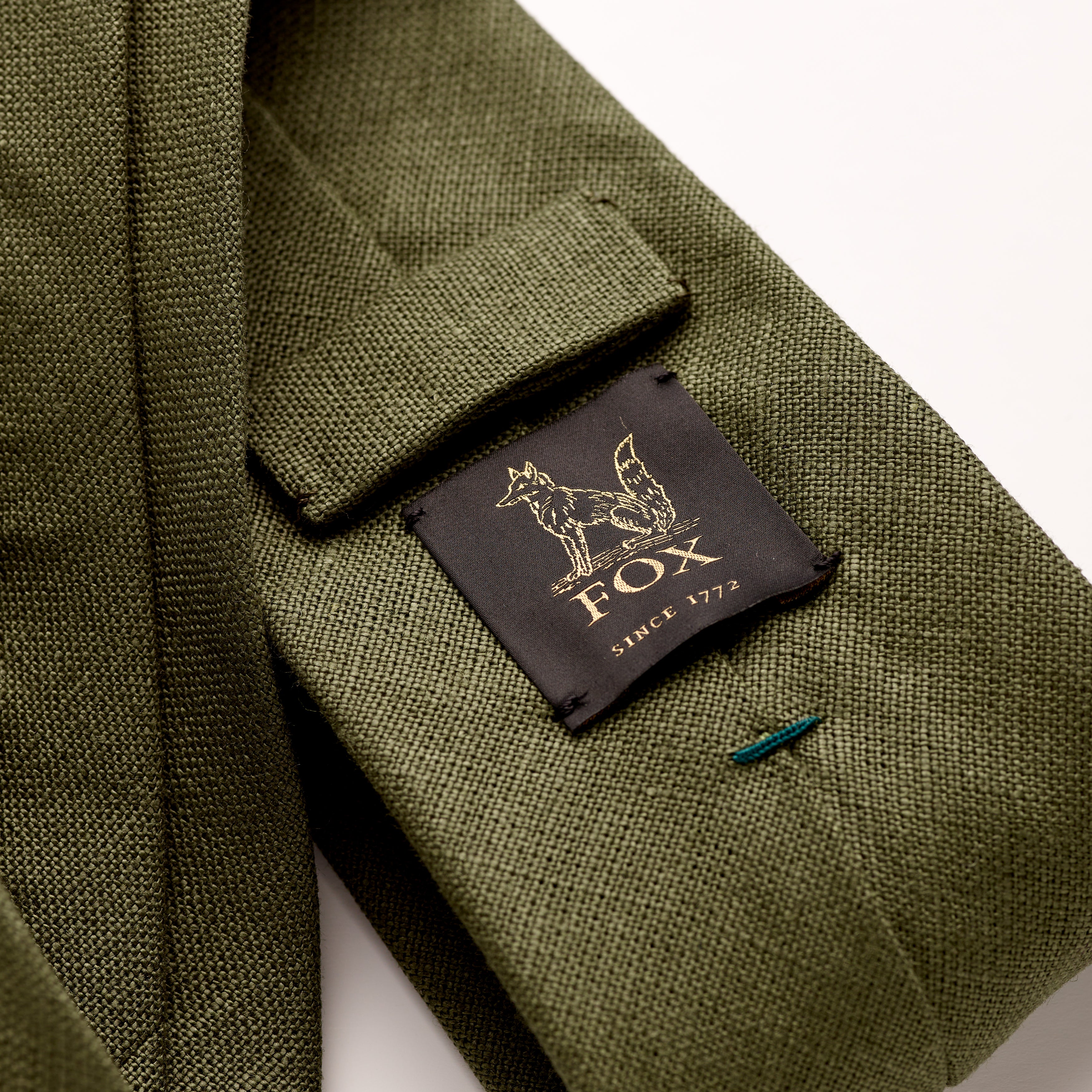 Fox 4 Fold Green Linen Tie