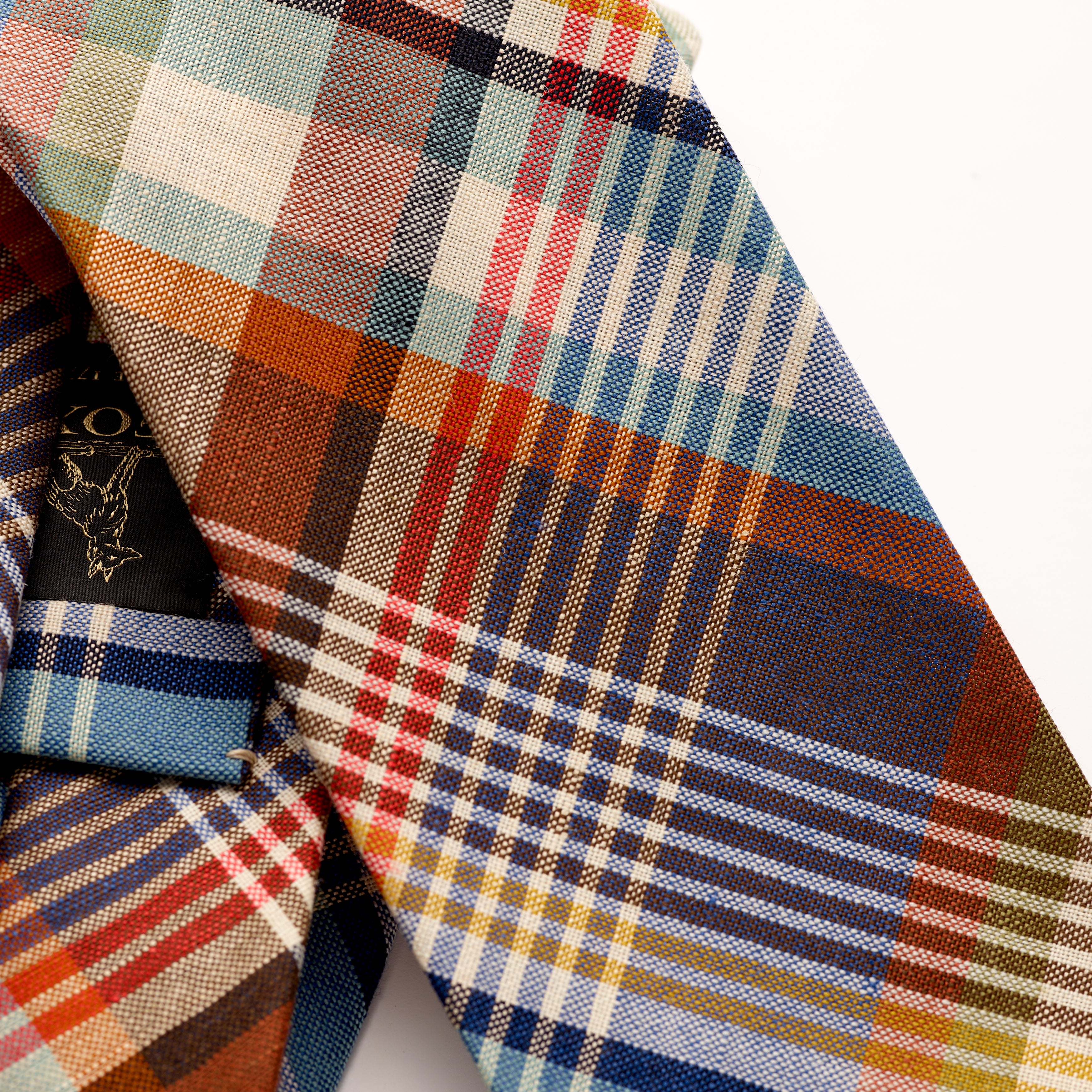 Fox 4 Fold Multicoloured Madras Check Tie