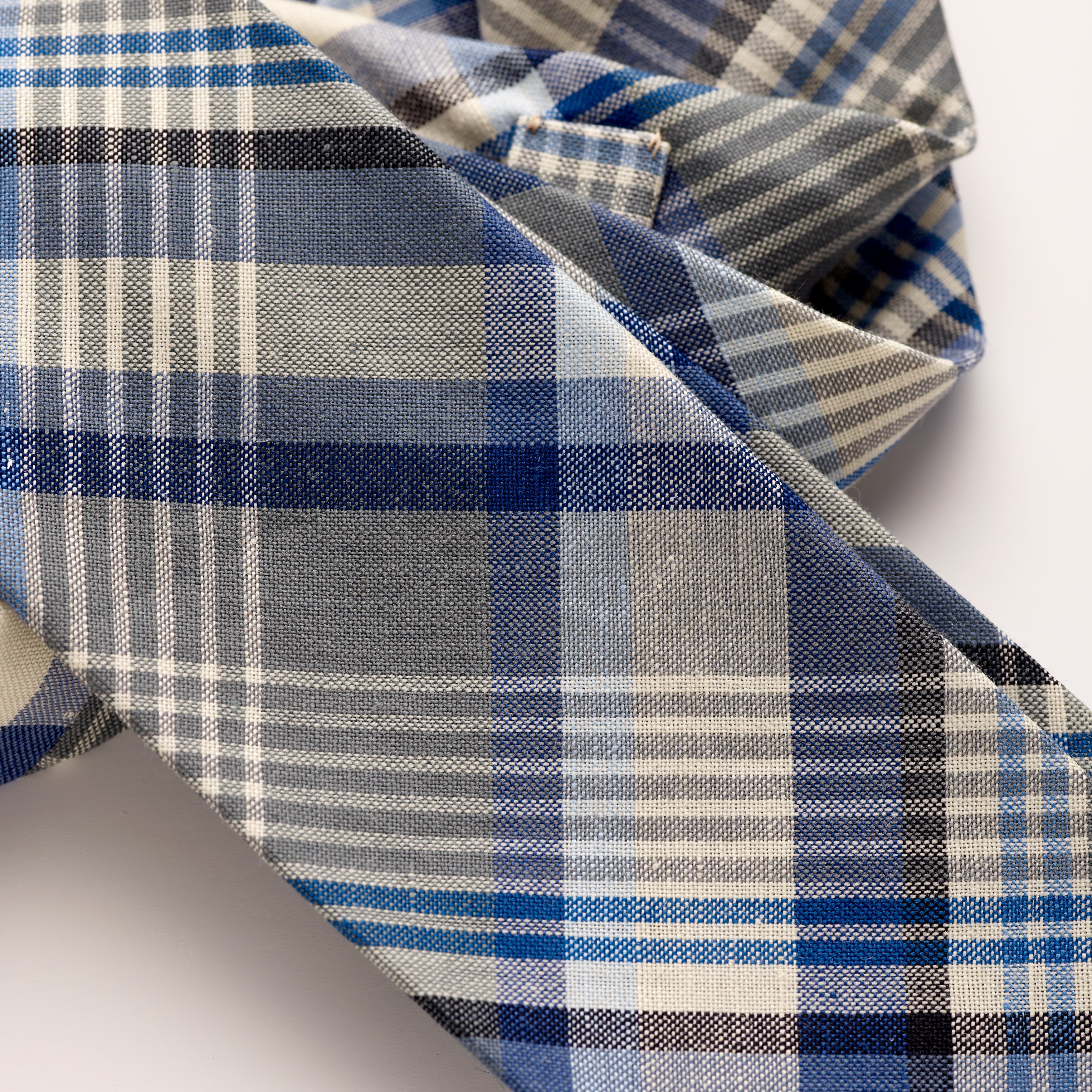 Fox 4 Fold Blue Madras Check Tie