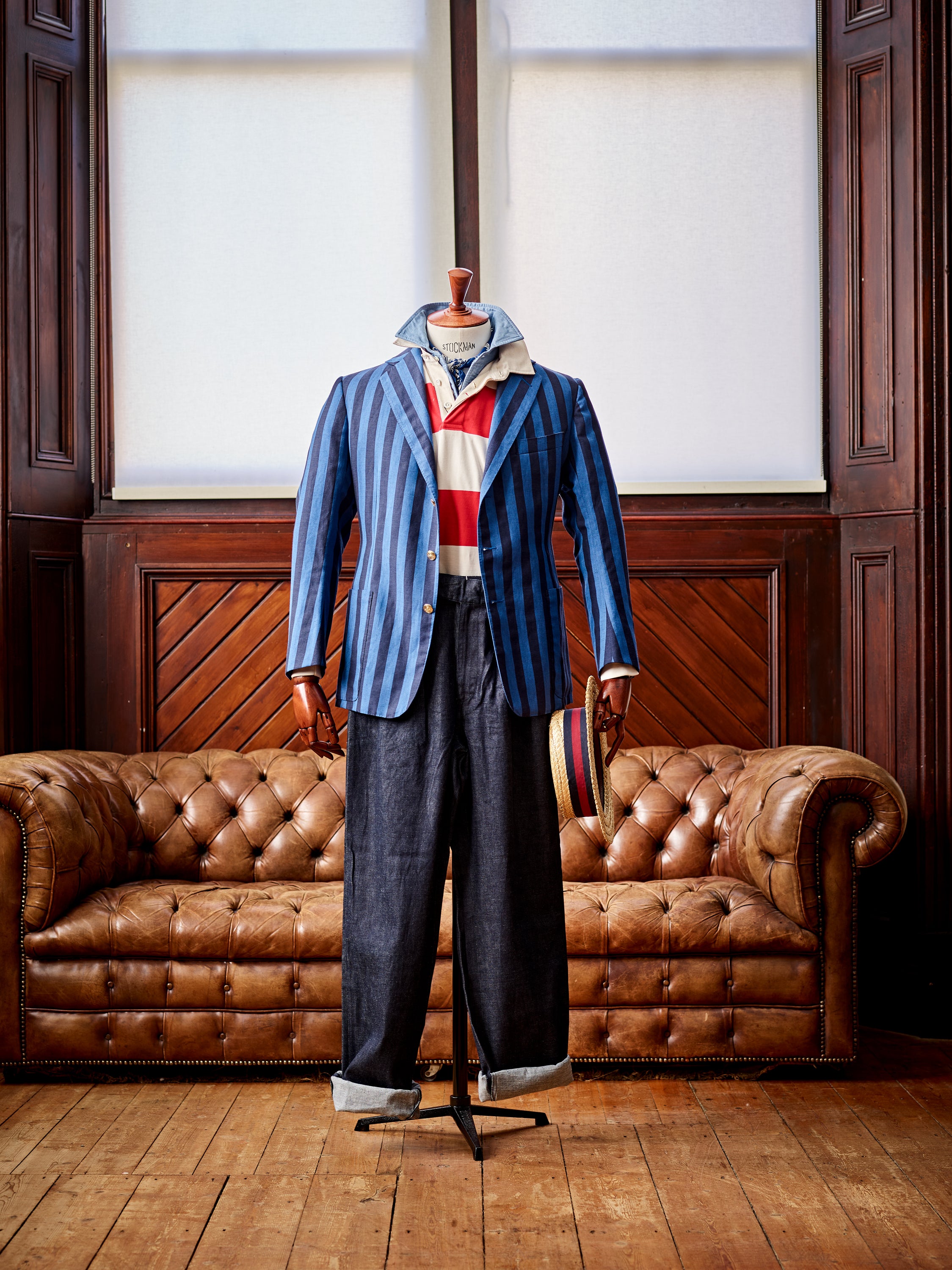 Fox Heritage Stripe Rugby Shirt in Red and Ecru