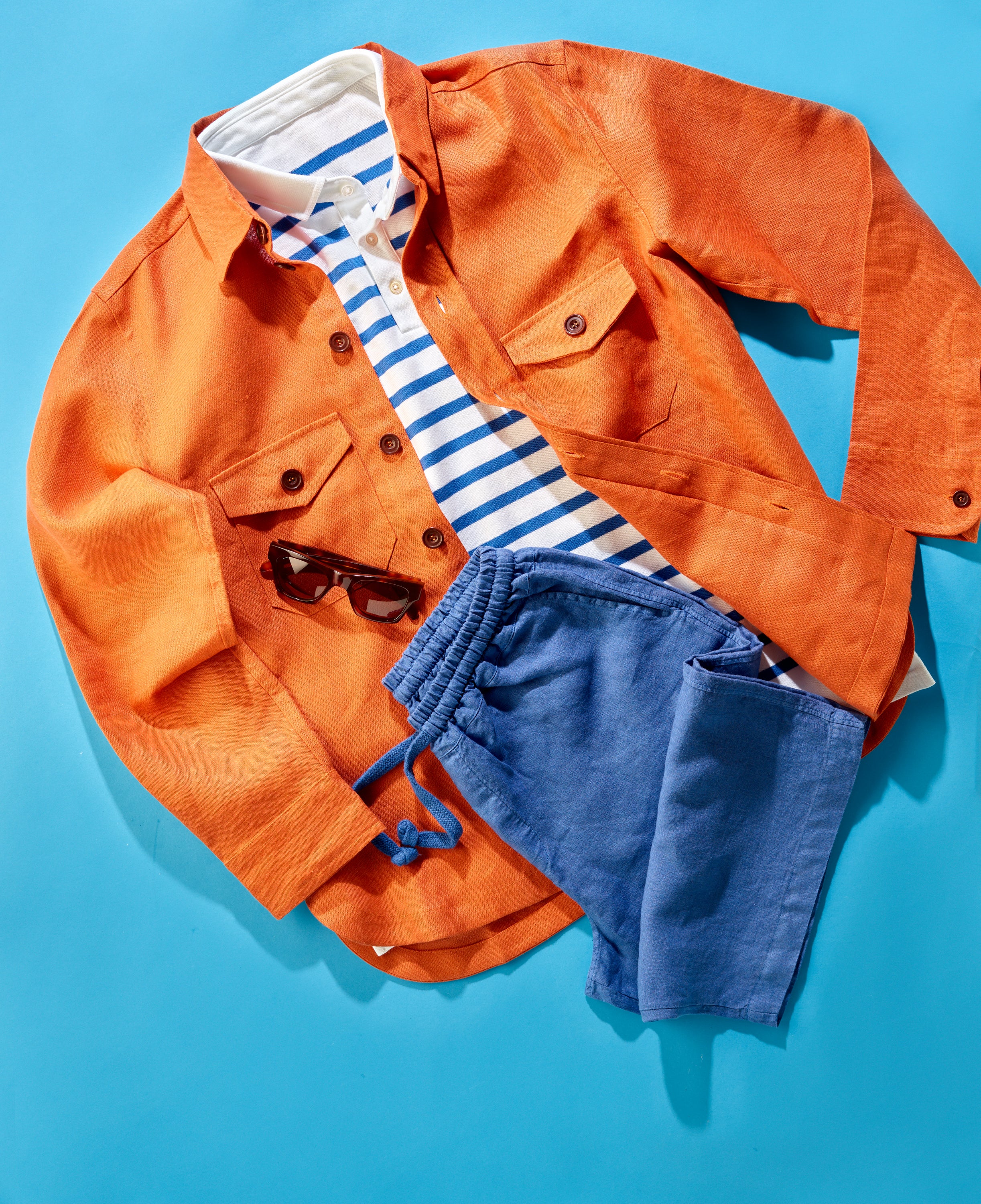 Copper Orange Linen Overshirt