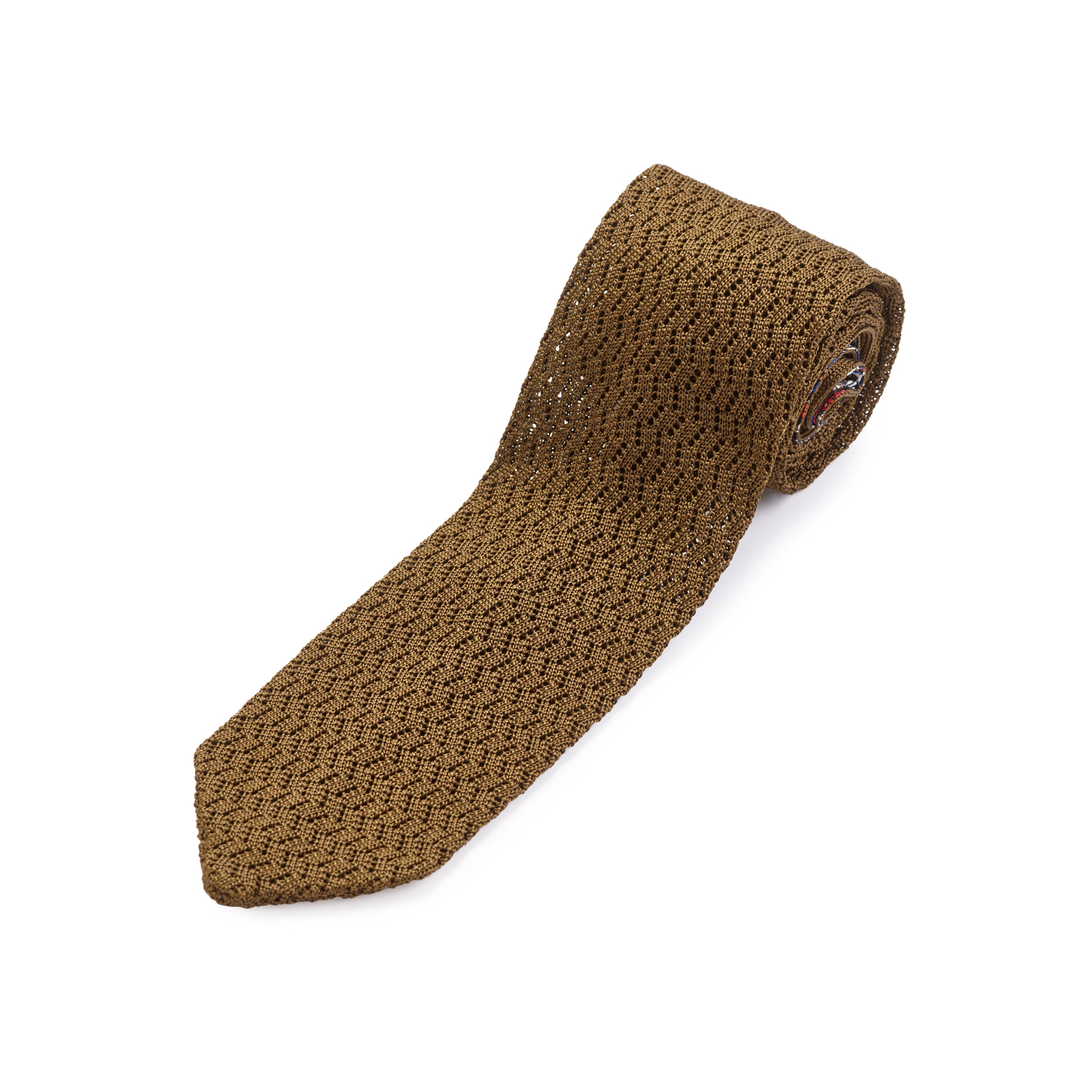 Sera Olive Brown Chevron Weave Silk Tie