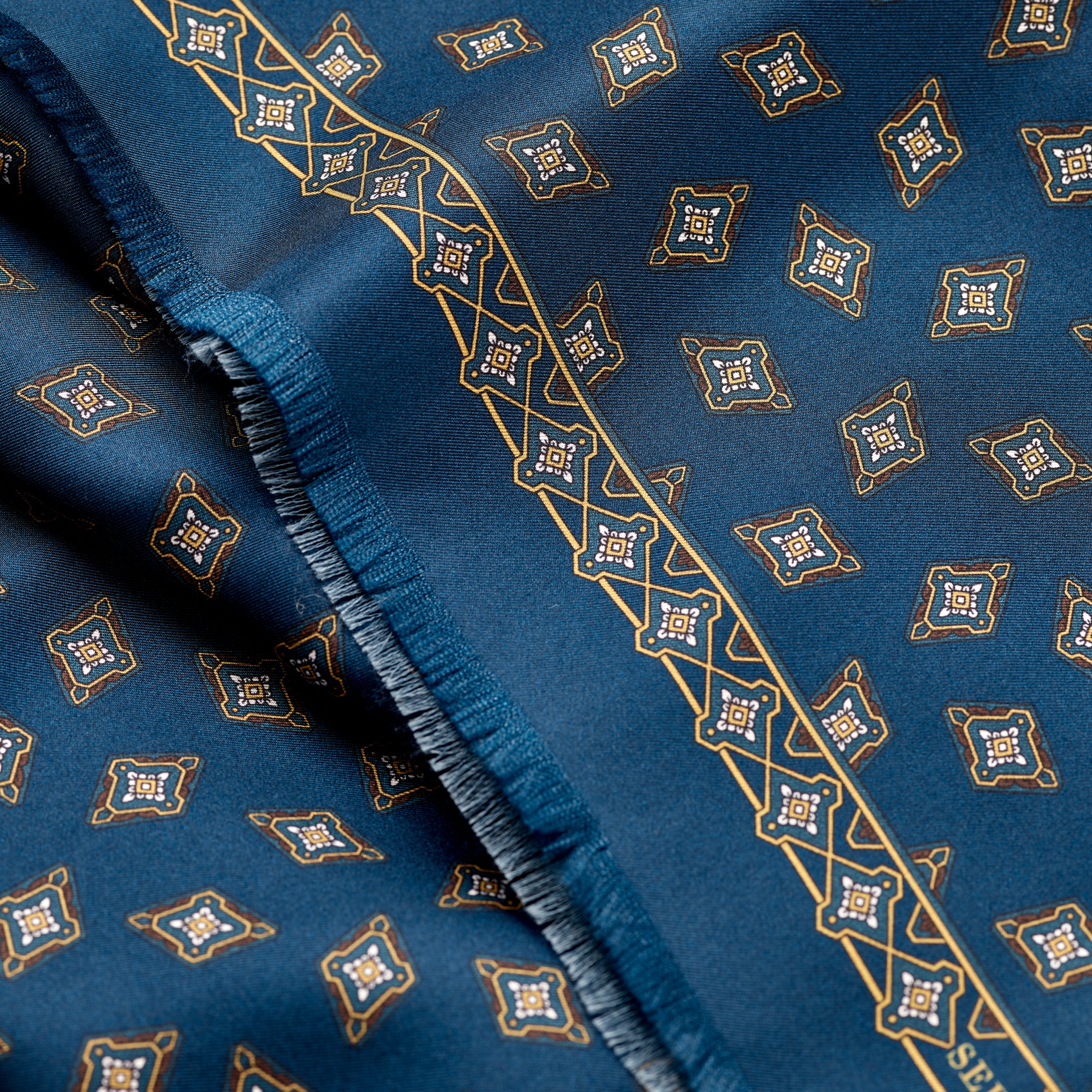 Sera Navy Cashmere & Silk Foulard Scarf