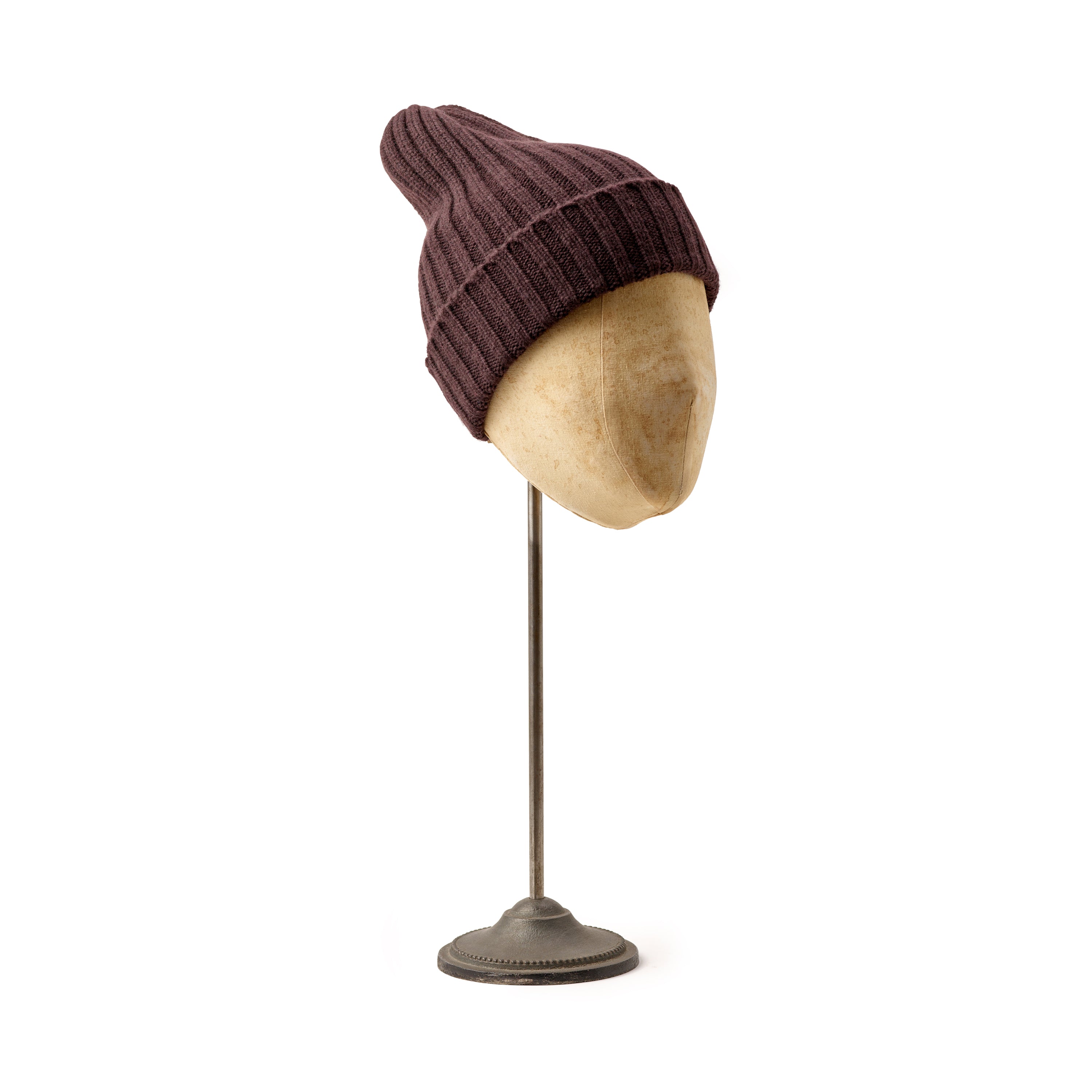 Corgi Cashmere Ribbed Knitted Cap Brown