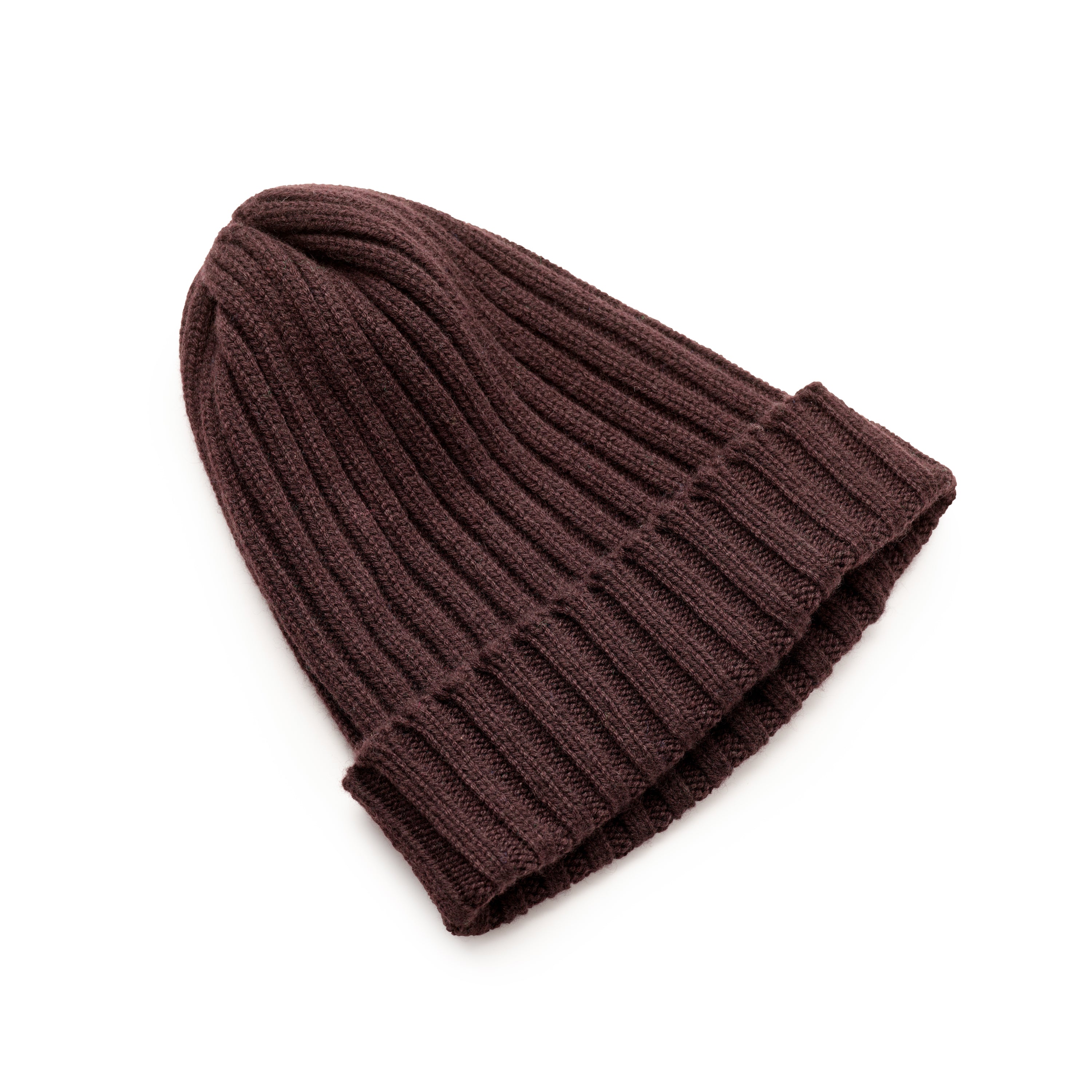 Corgi Cashmere Ribbed Knitted Cap Brown