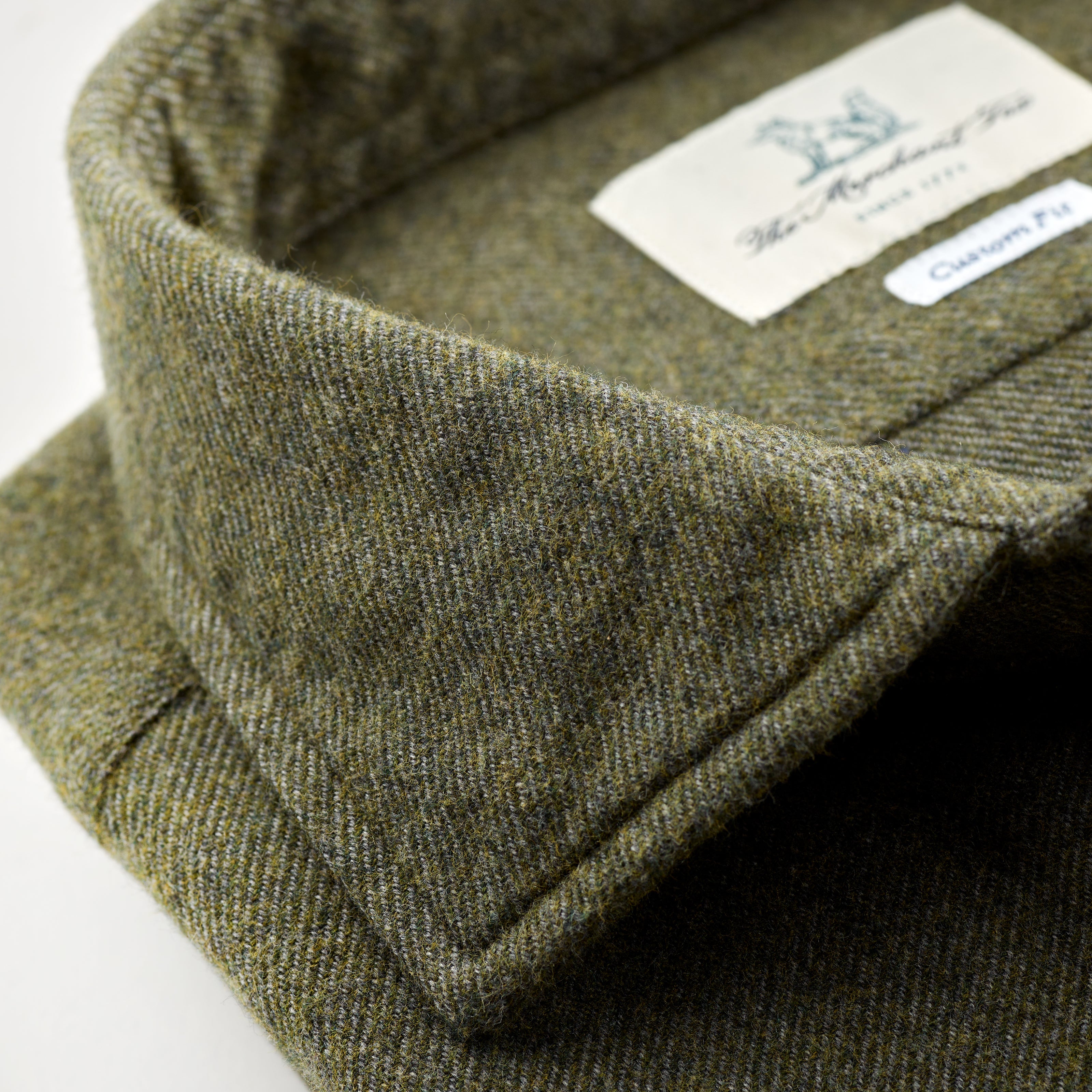 Double brushed spread collar shirt Olive Green