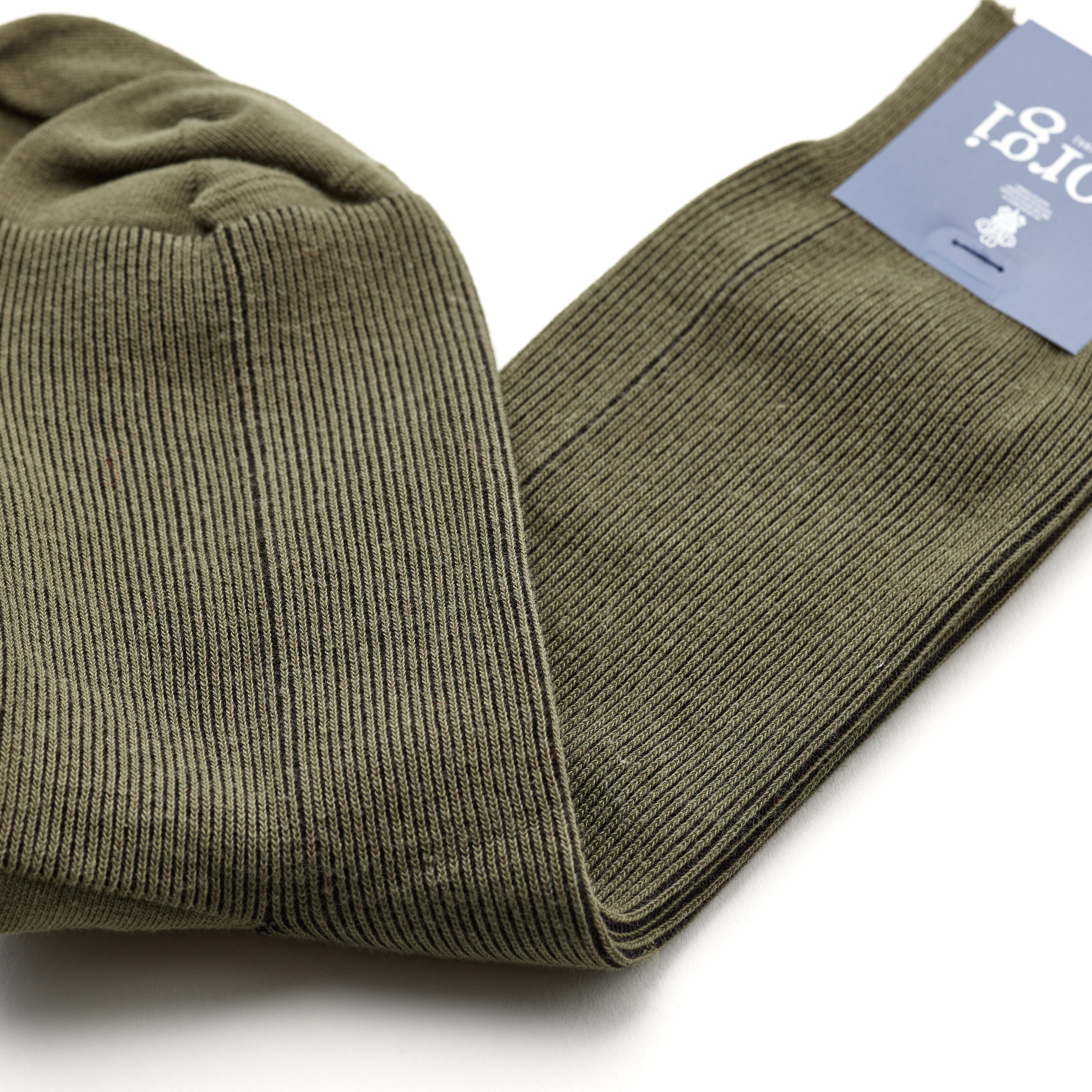 Corgi Shadow Rib Cotton Socks : Khaki