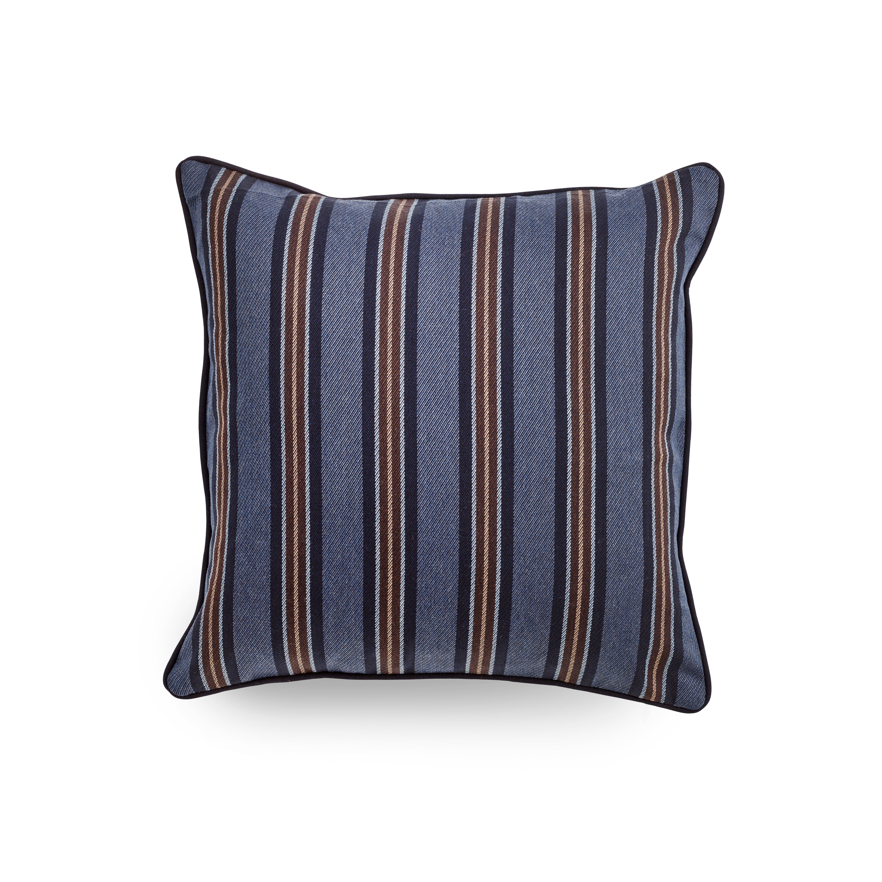 Fox Denim, Navy with Neutral Brown & Caramel Cushion Cover