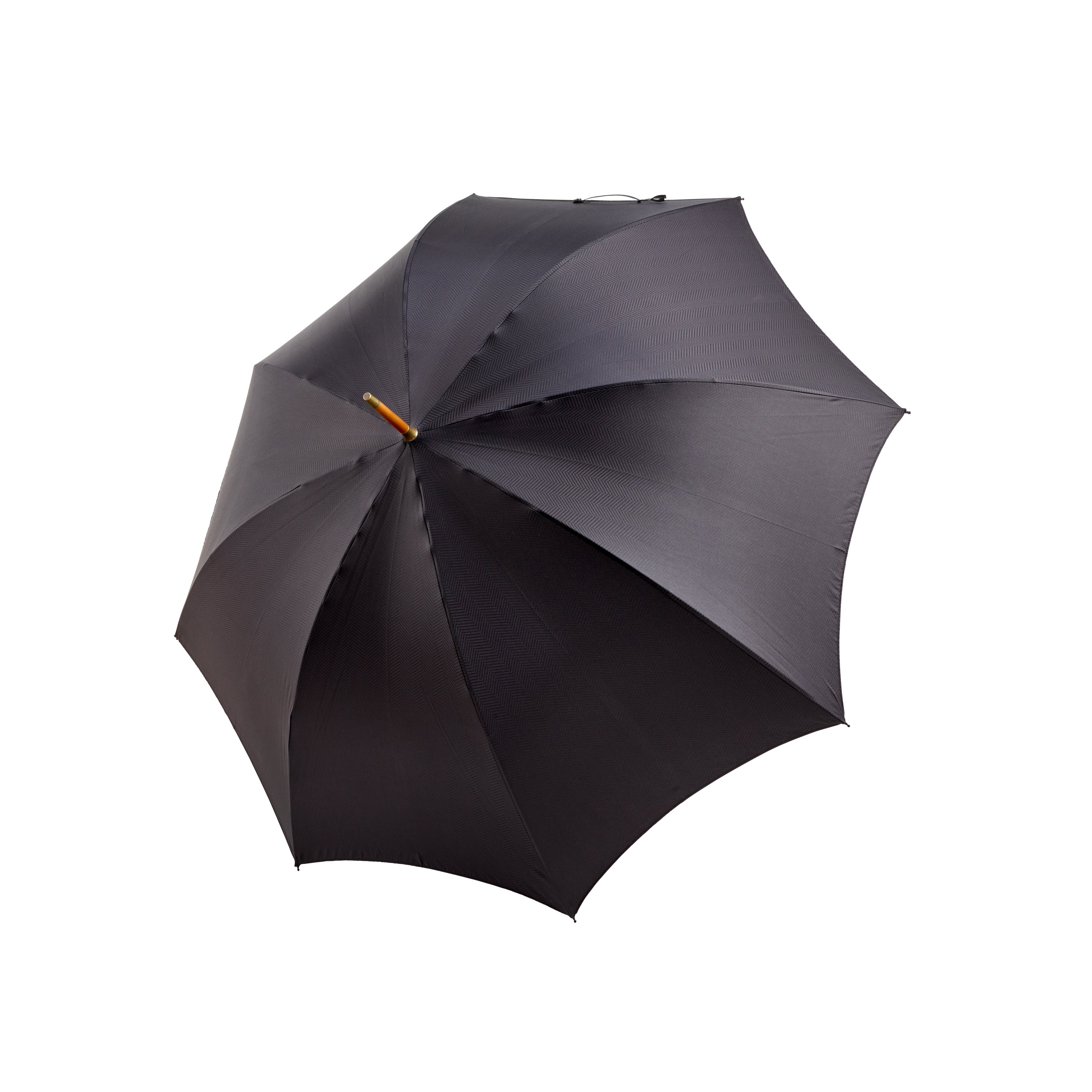 Fox Umbrellas Brindle Maple Gloss Handle Black Herringbone Umbrella