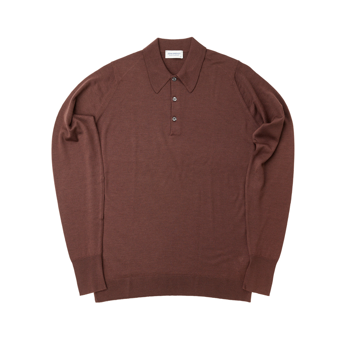 John Smedley Dorset Truffle Long Sleeve Polo Shirt | The Merchant Fox