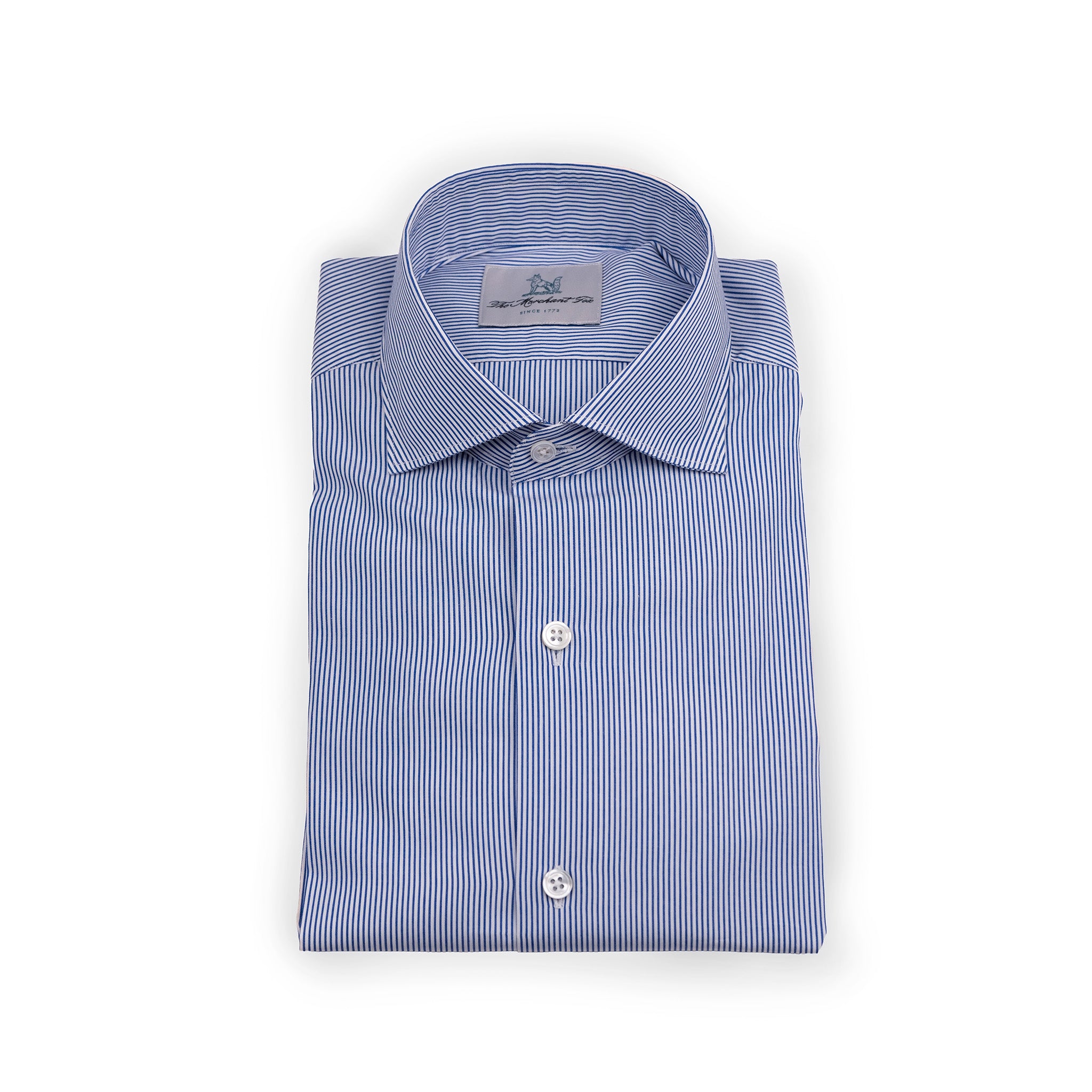 The Niven Fox Classic Navy Popeline Stripe Shirt