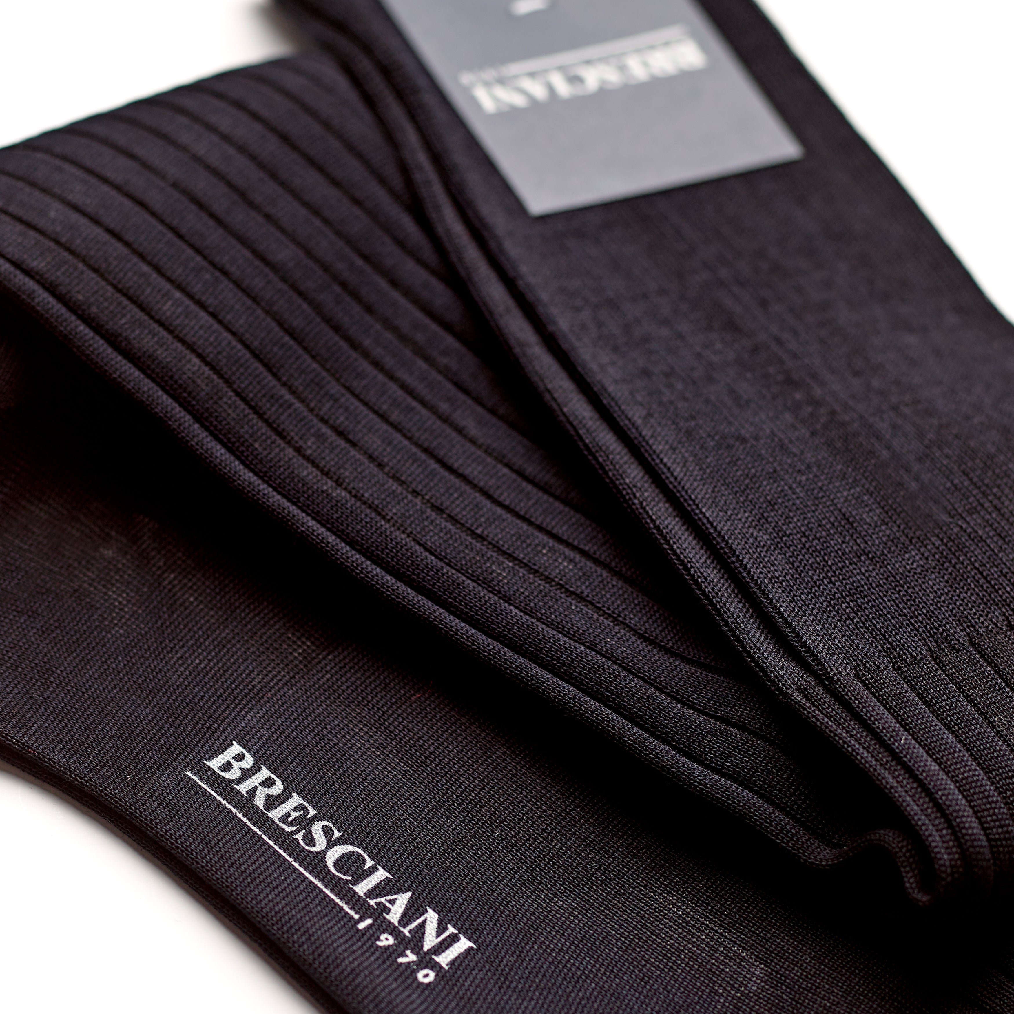 Bresciani Mens Long Sock: Midnight Blue Leg