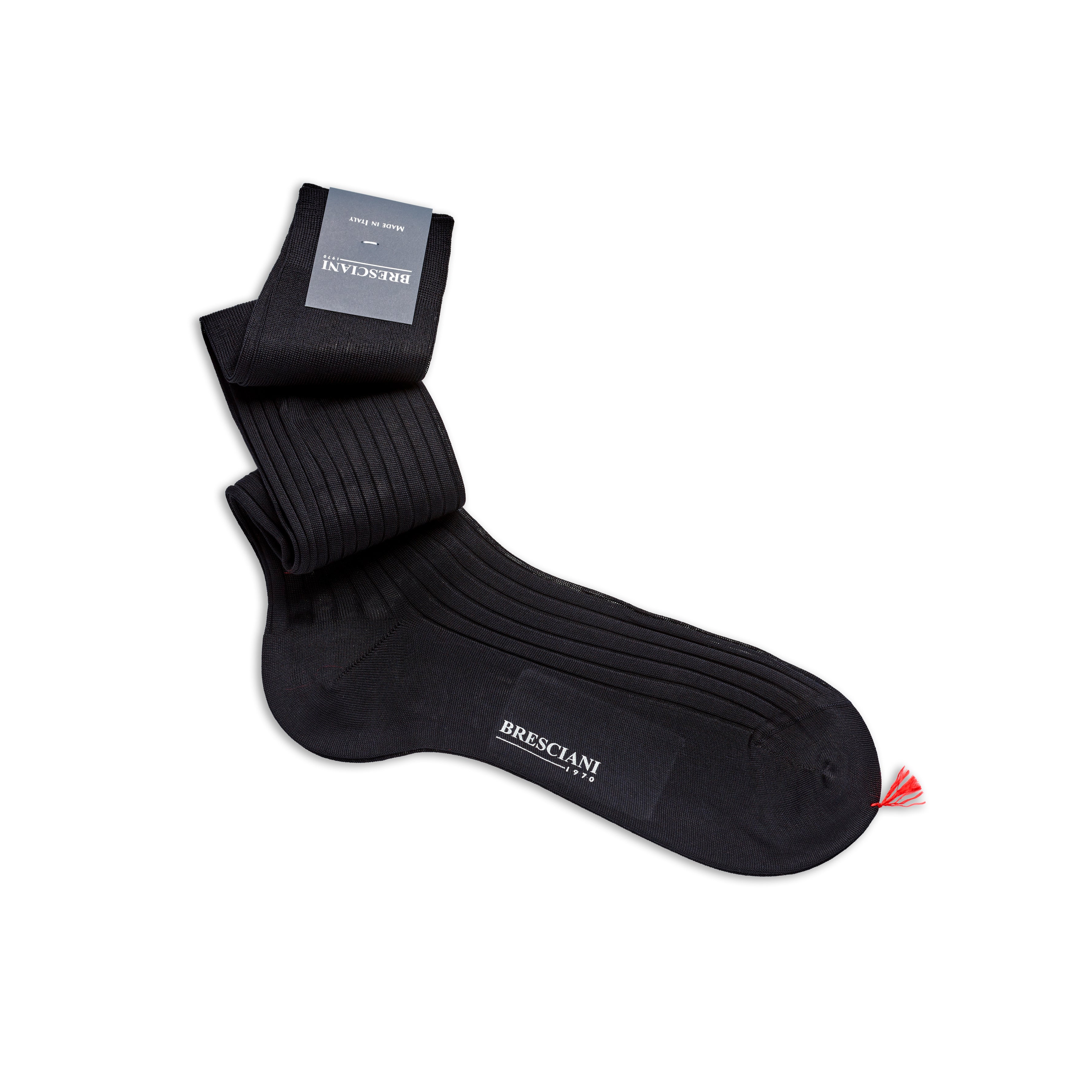 Bresciani Mens Long Sock: Midnight Blue Alternate View