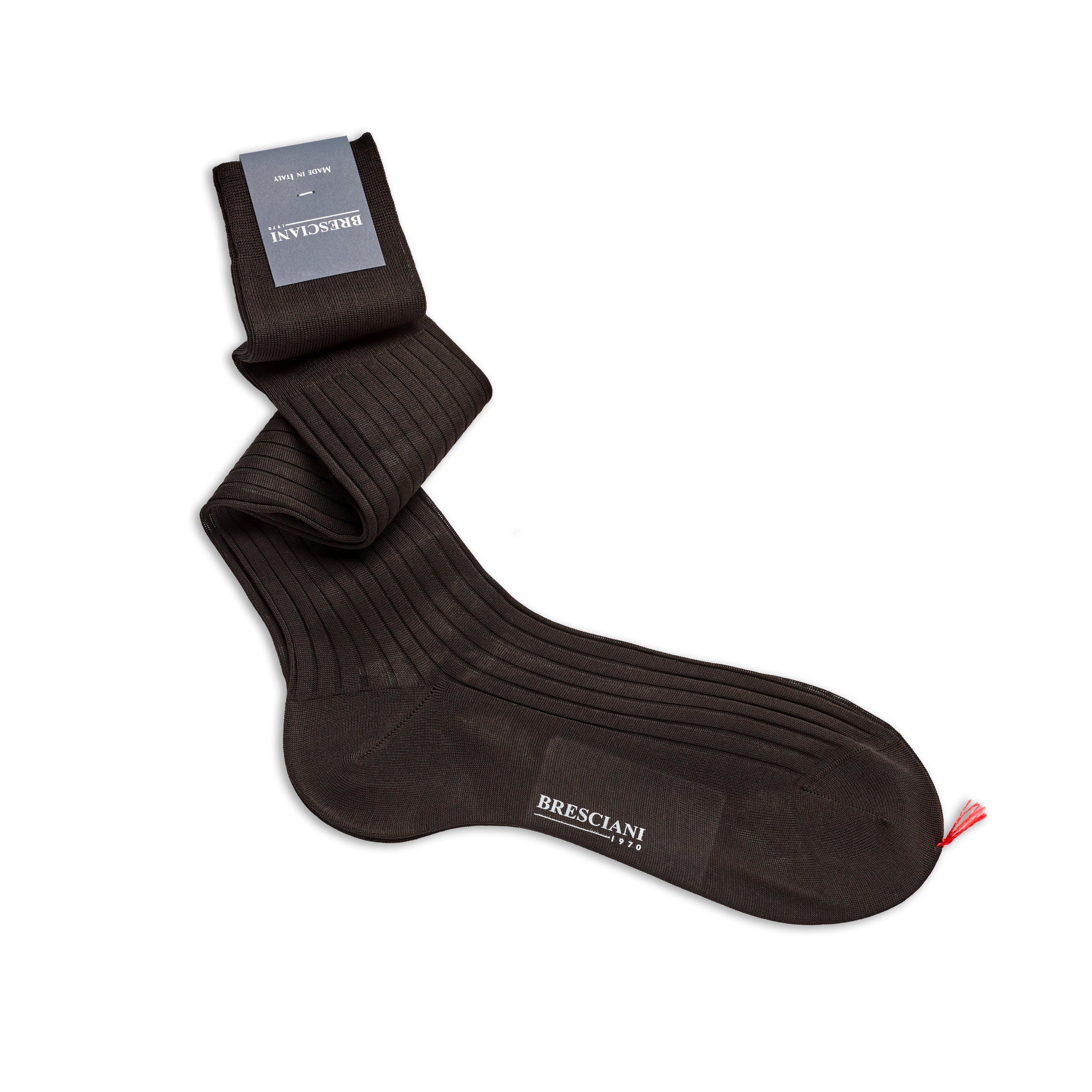 Bresciani Mens Long Sock: Dark Espresso Alternate View 