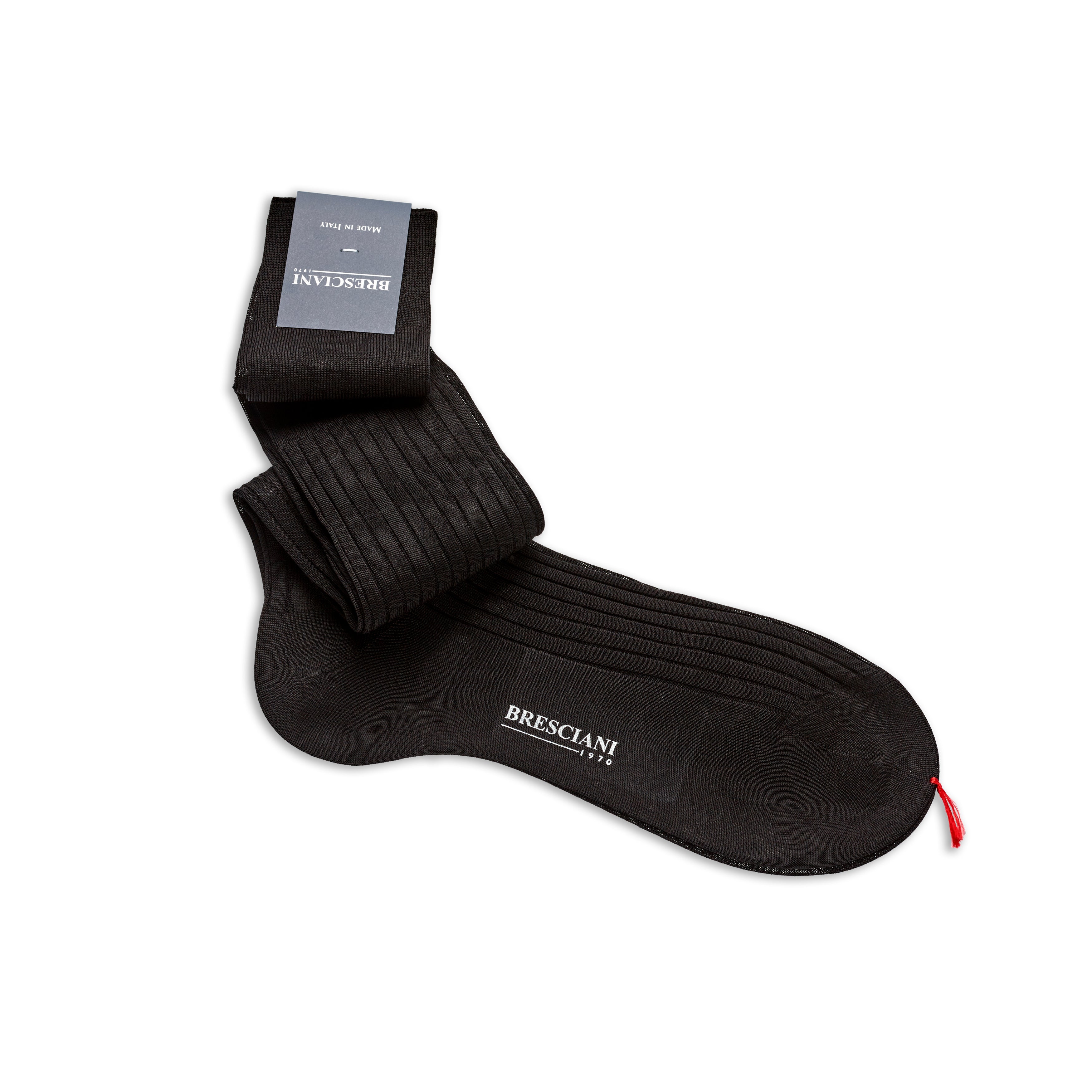 Bresciani Mens Long Sock: Black Alternate View