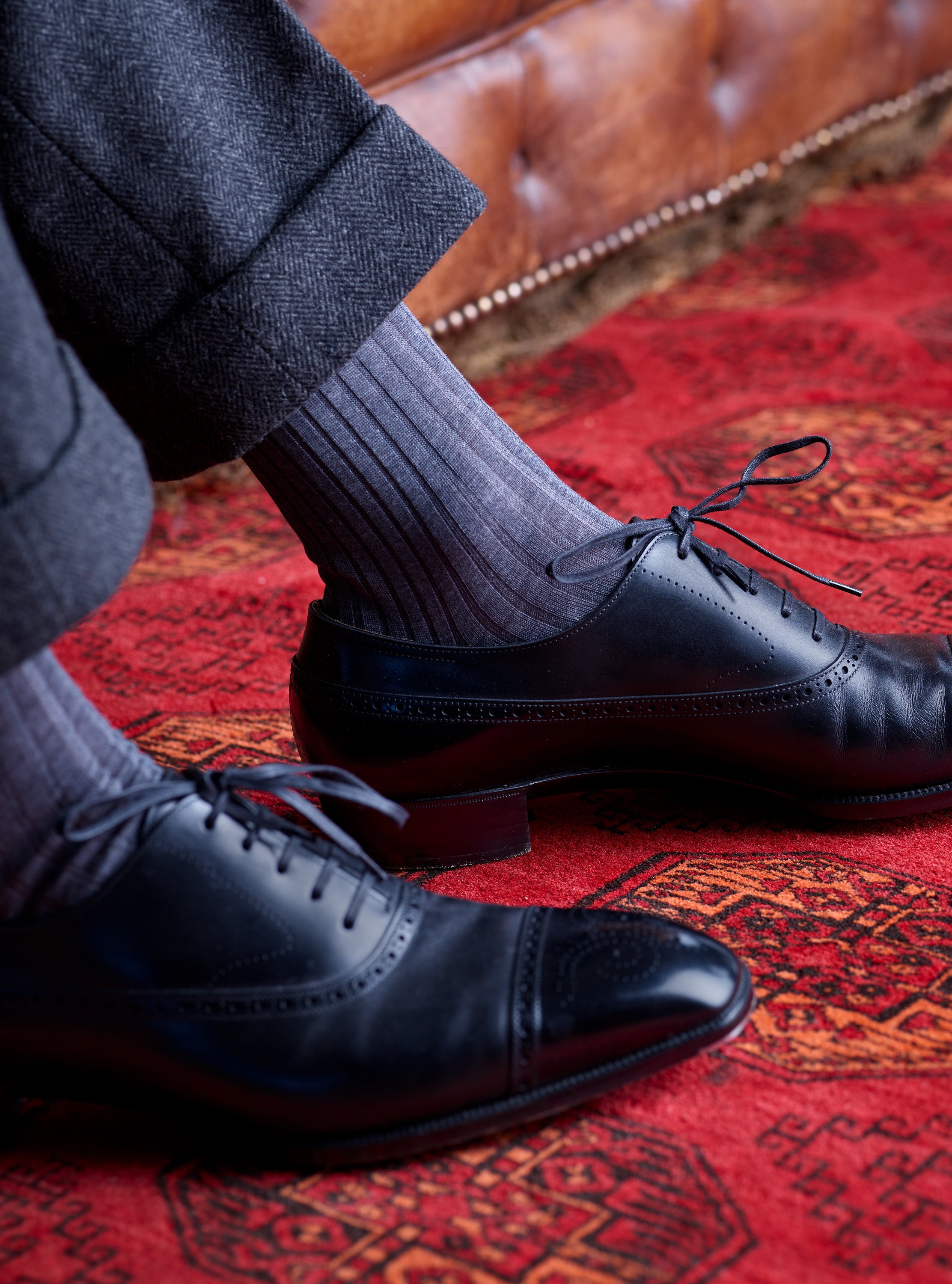 Bresciani Mens Short Sock: Steel Grey