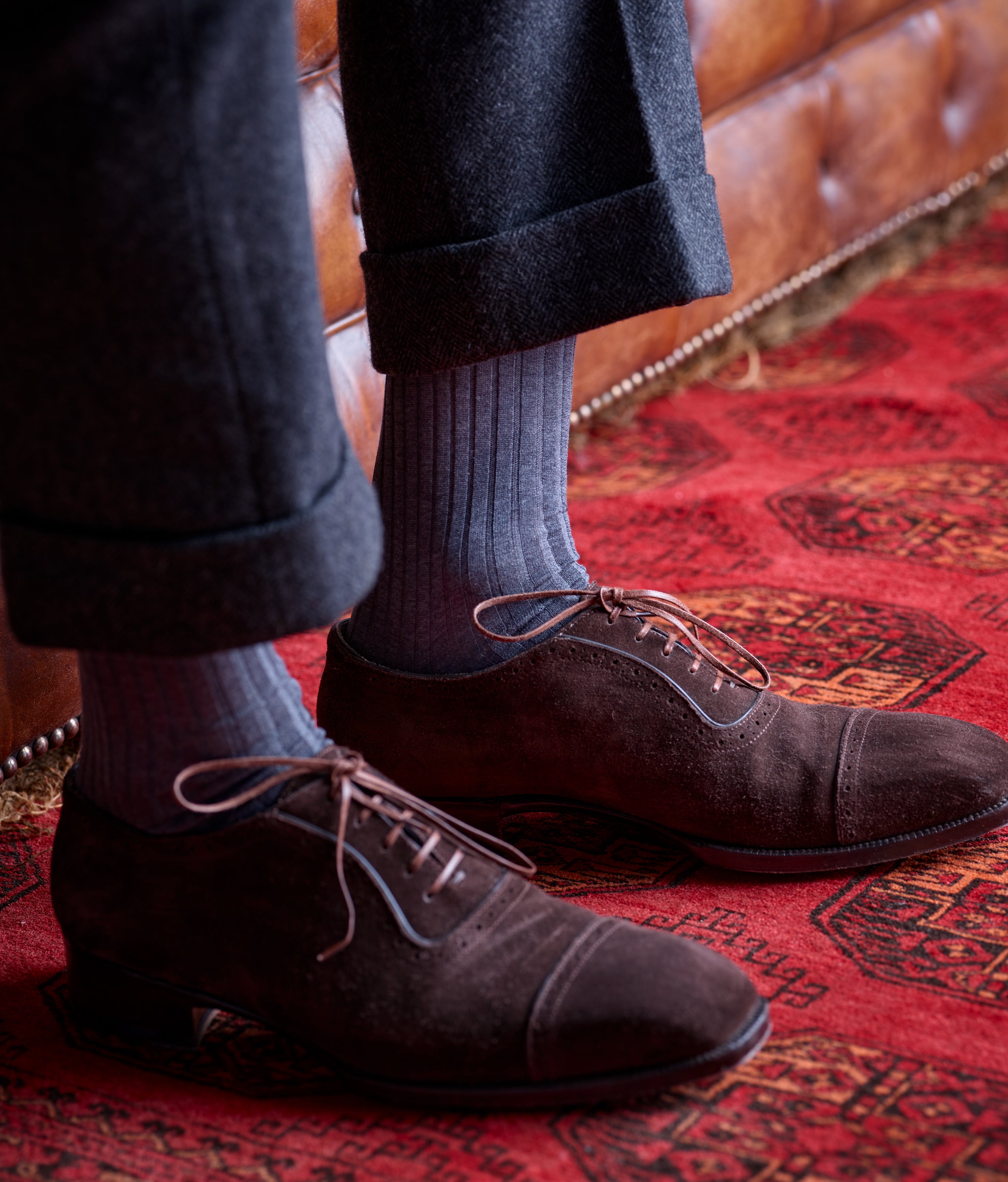 Bresciani Mens Short Sock: Steel Grey