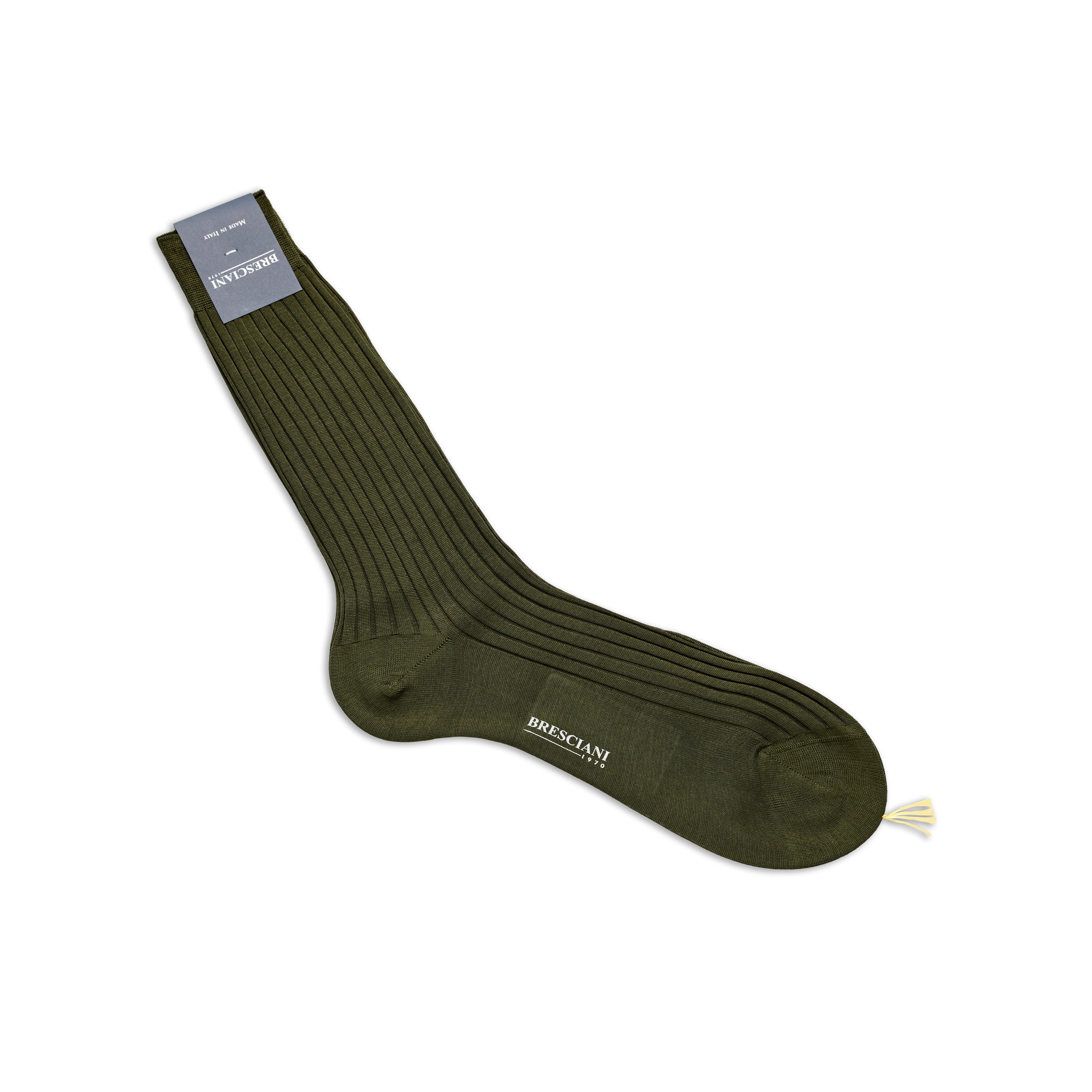 Bresciani Mens Short Sock: Khaki Green