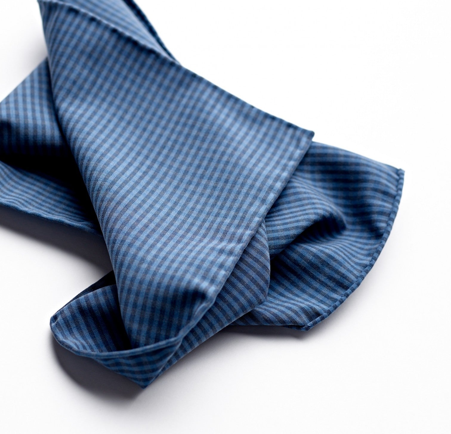 Blue Gingham Silk Pocket Square
