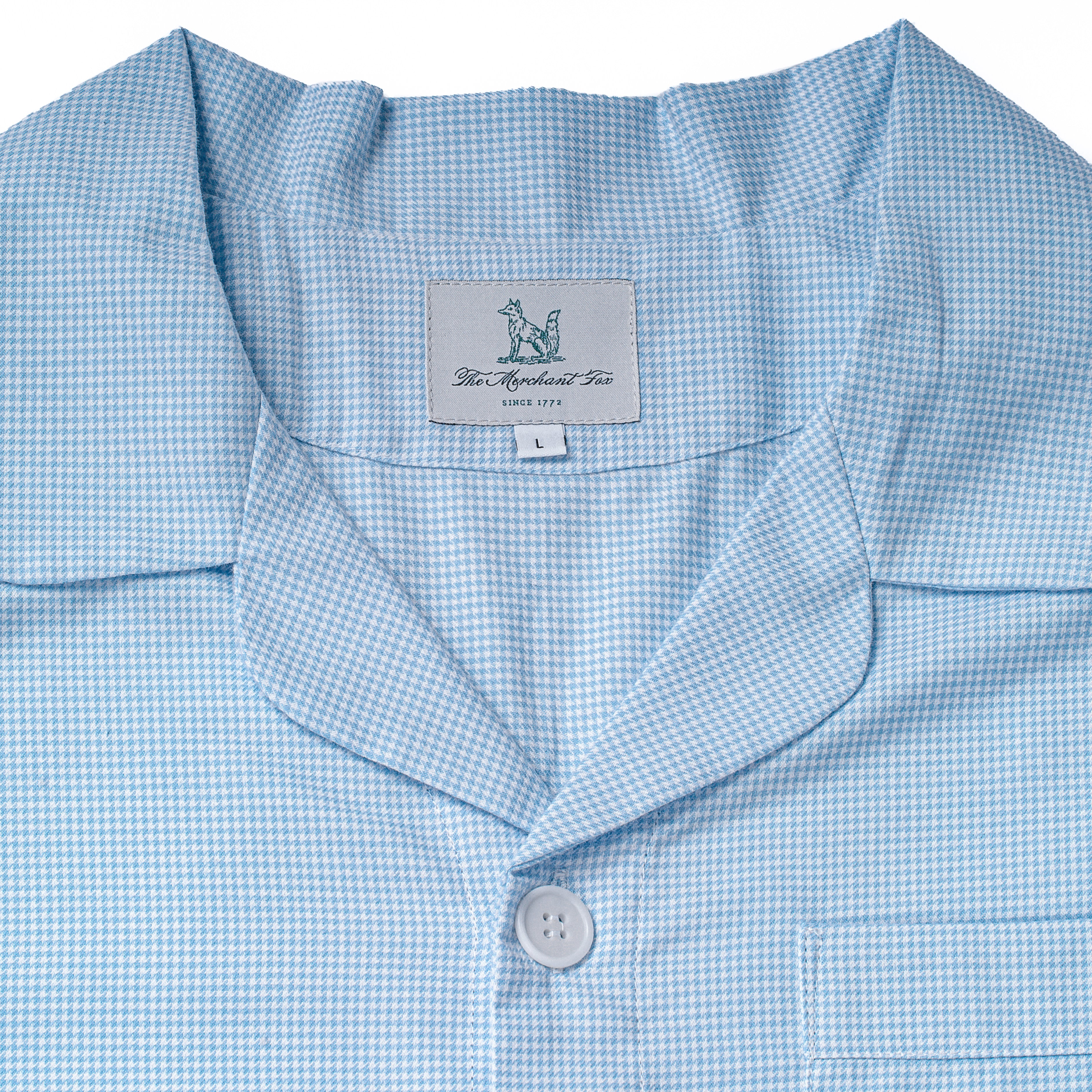 The Merchant Fox Micro Check Pyjamas in Sky Blue